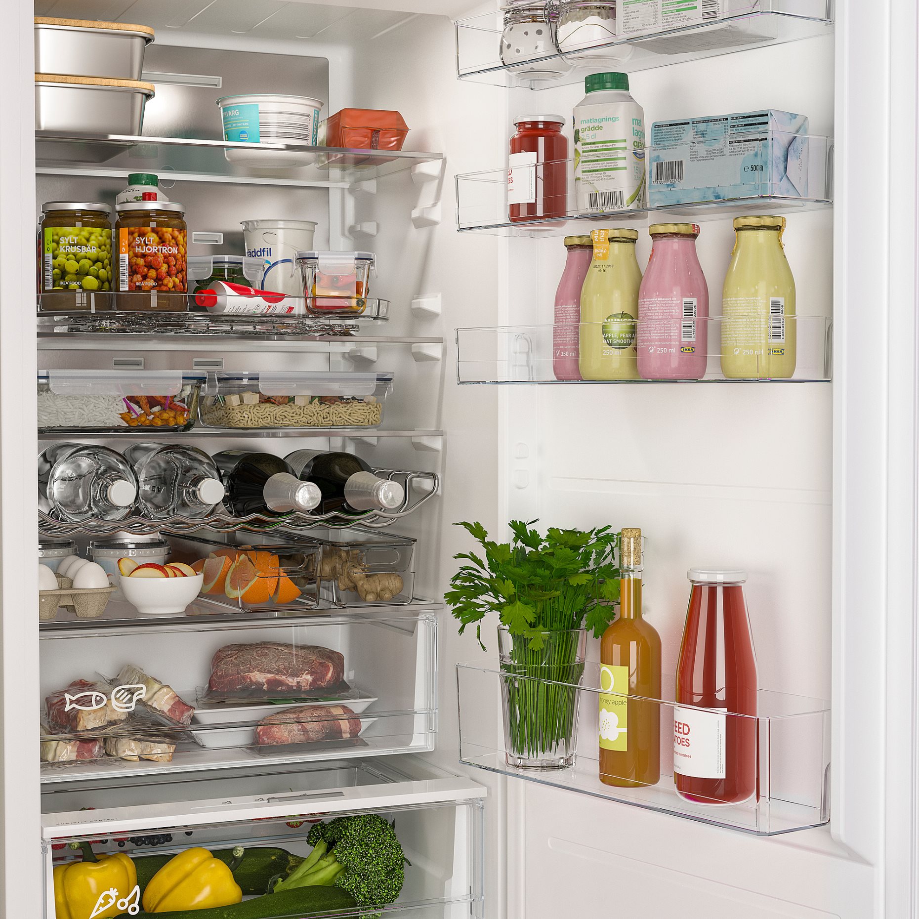 SKOGSNÄS, fridge/freezer/IKEA 700 integrated, 213/87 l, 105.728.76