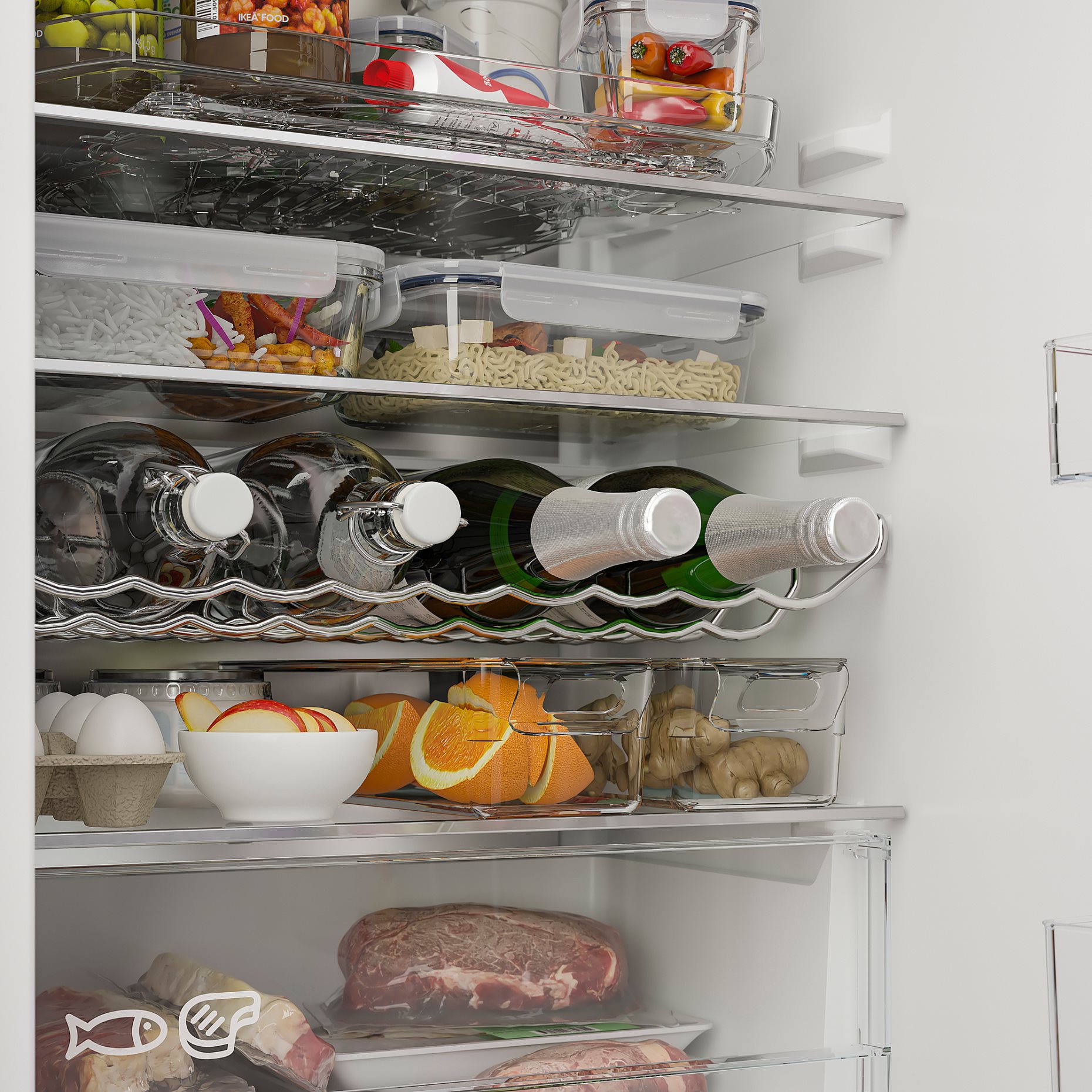 SKOGSNÄS, fridge/freezer/IKEA 700 integrated, 213/87 l, 105.728.76