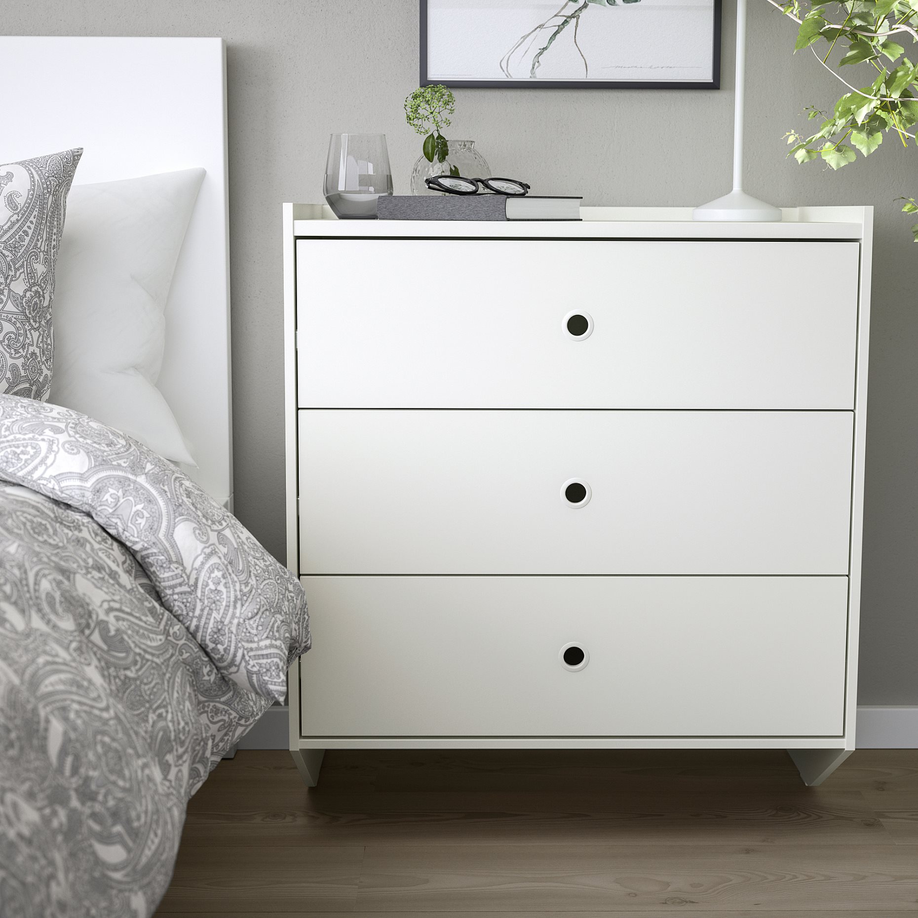 RACKNAS, chest of 3 drawers/wall mounted, 69x78 cm, 105.945.24