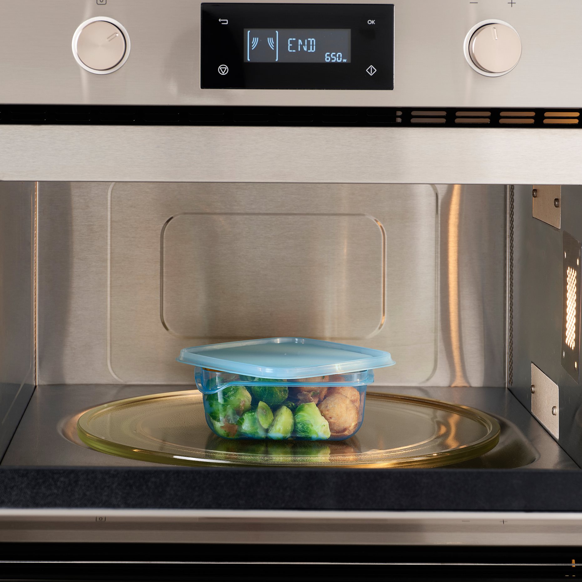 PRUTA, food container with lid/3 pack, 0.6 l, 105.971.03