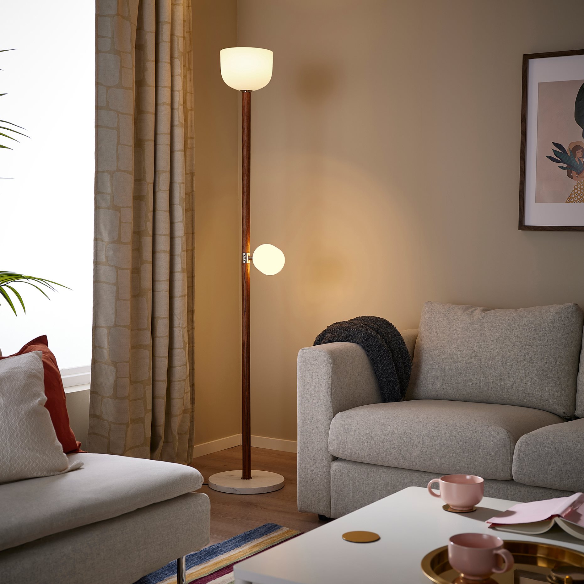 MOSSPLYM, floor uplighter/reading lamp, 180 cm, 106.137.68
