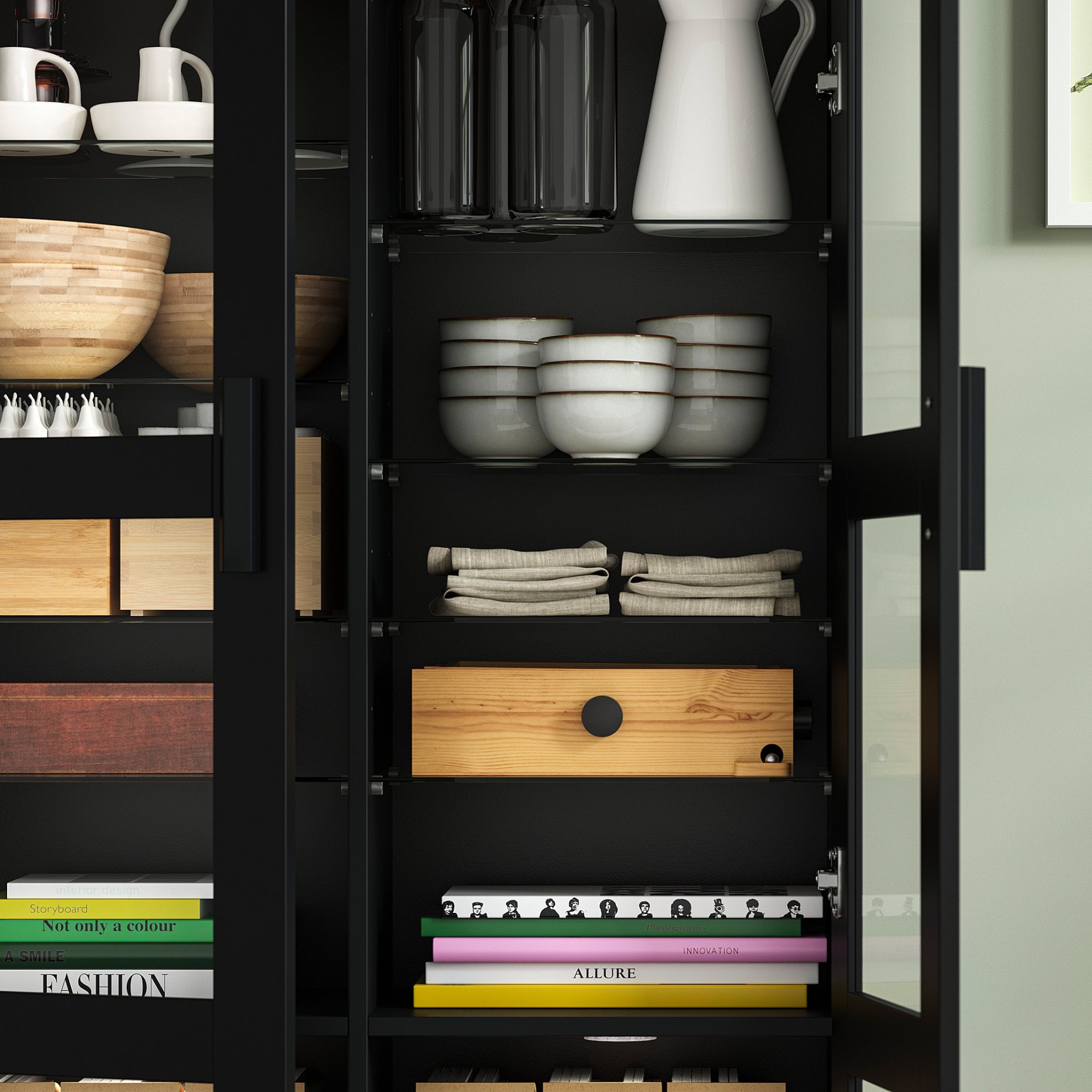 BRIMNES, σύνθεση αποθήκευσης TV/γυάλινες πόρτες, 192.782.29