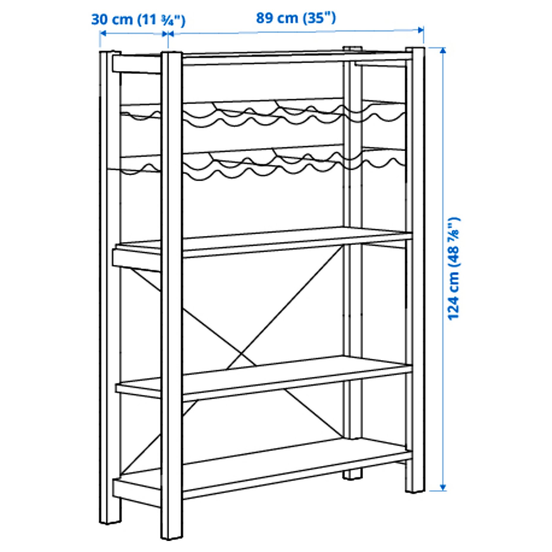 IVAR, 1 section/shelves/bottle racks, 89x30x124 cm, 194.038.17