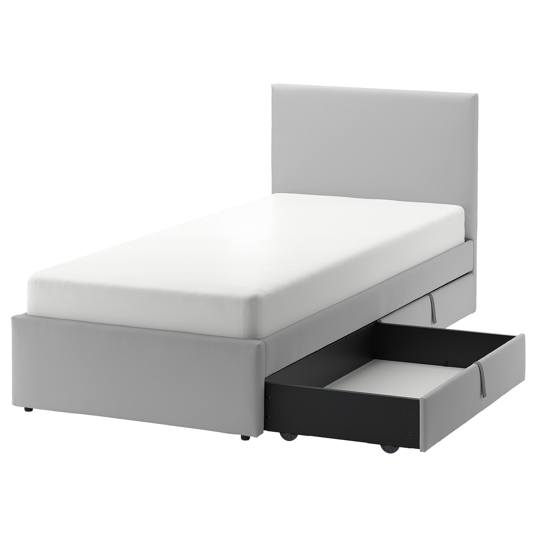 GLADSTAD, upholstered bed with 2 storage boxes, 120x200 cm, 194.067.69