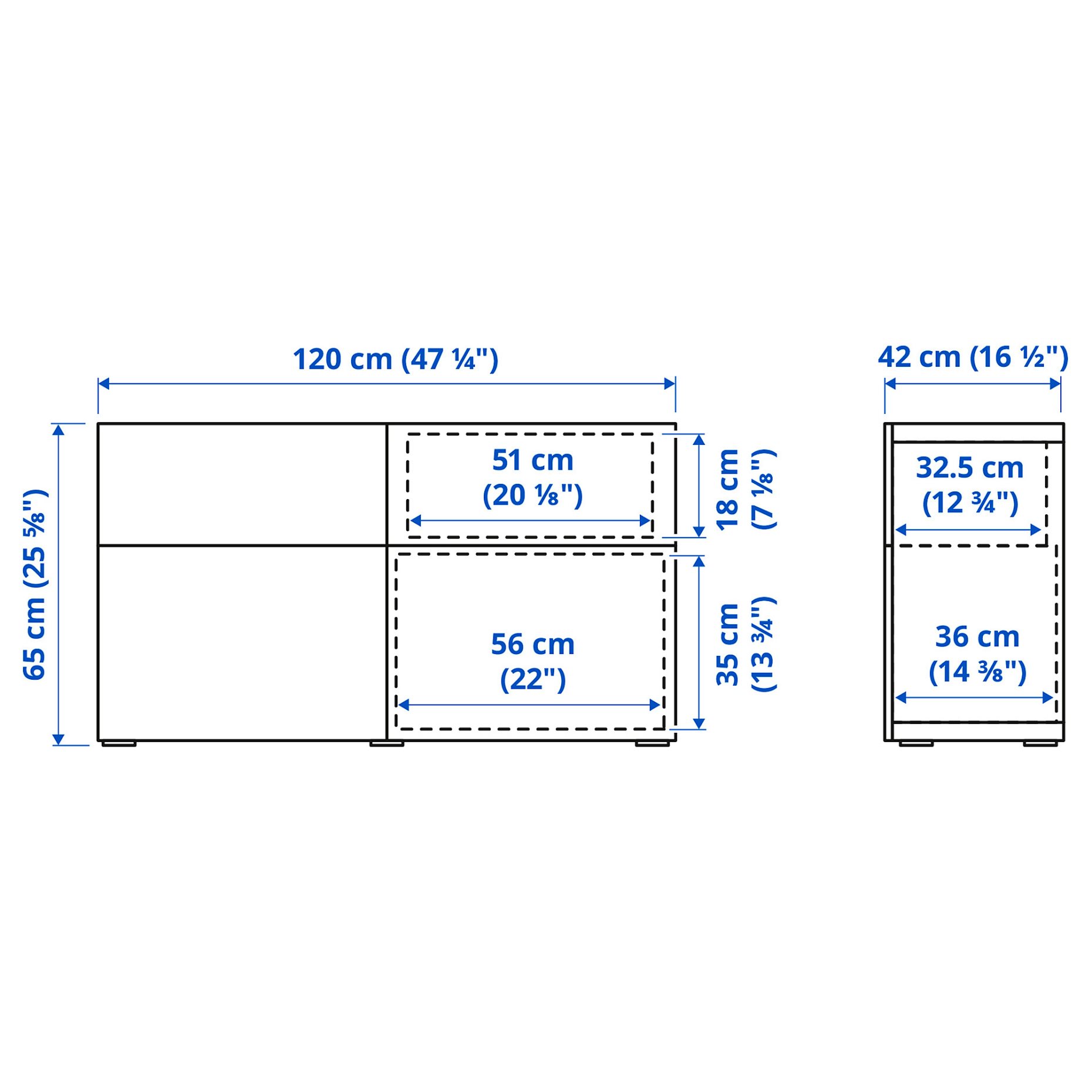 BESTÅ, σύνθεση αποθήκευσης με πόρτες/συρτάρια ανοίγματος με πίεση, 120x42x65 cm, 194.178.57