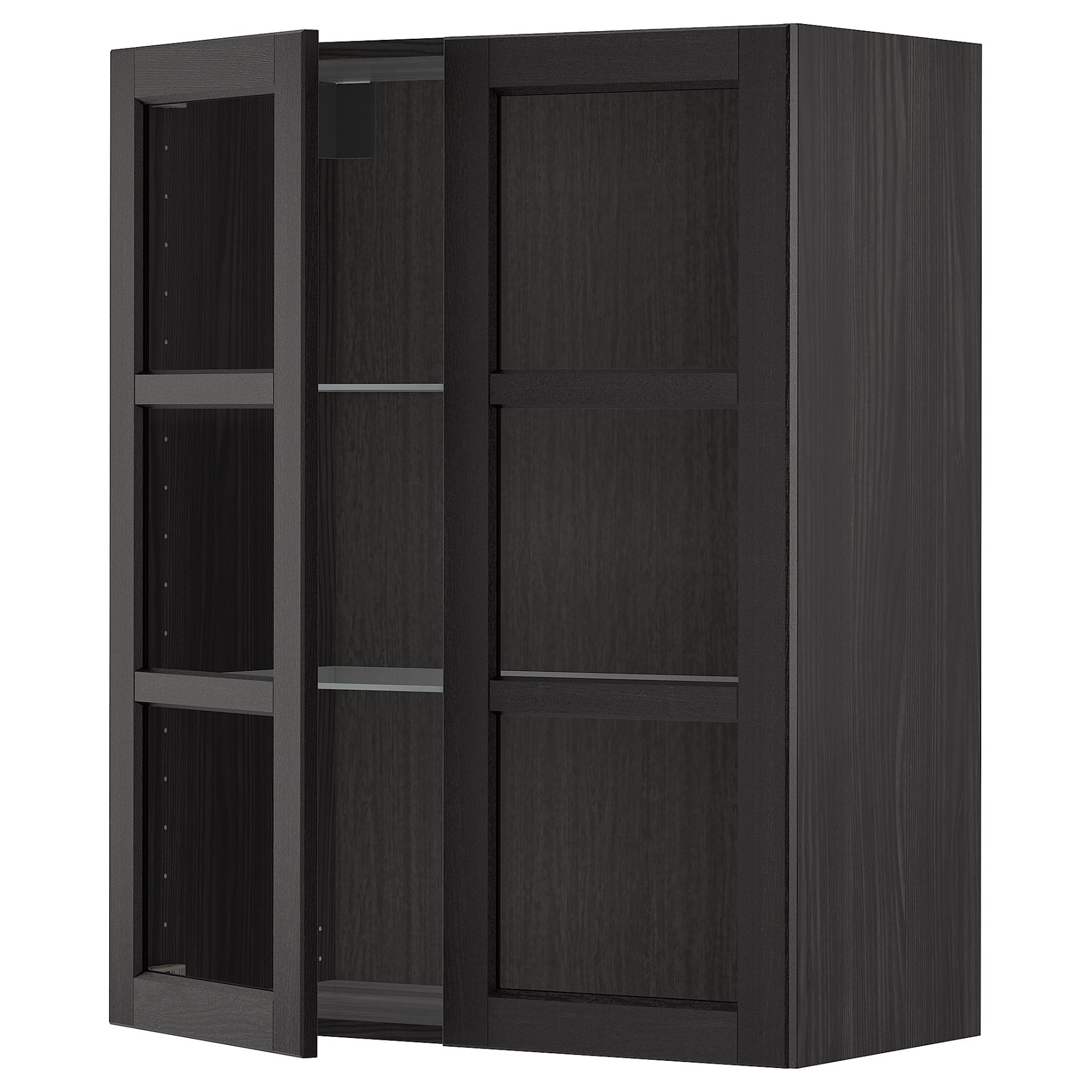 METOD, wall cabinet with shelves/2 glass doors, 80x100 cm, 194.546.99