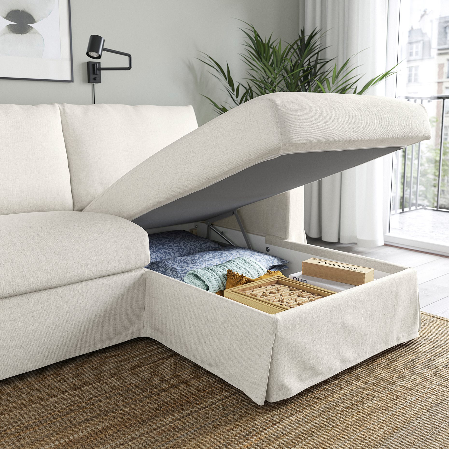HYLTARP, 3-seat sofa with chaise longue, right, 194.958.26