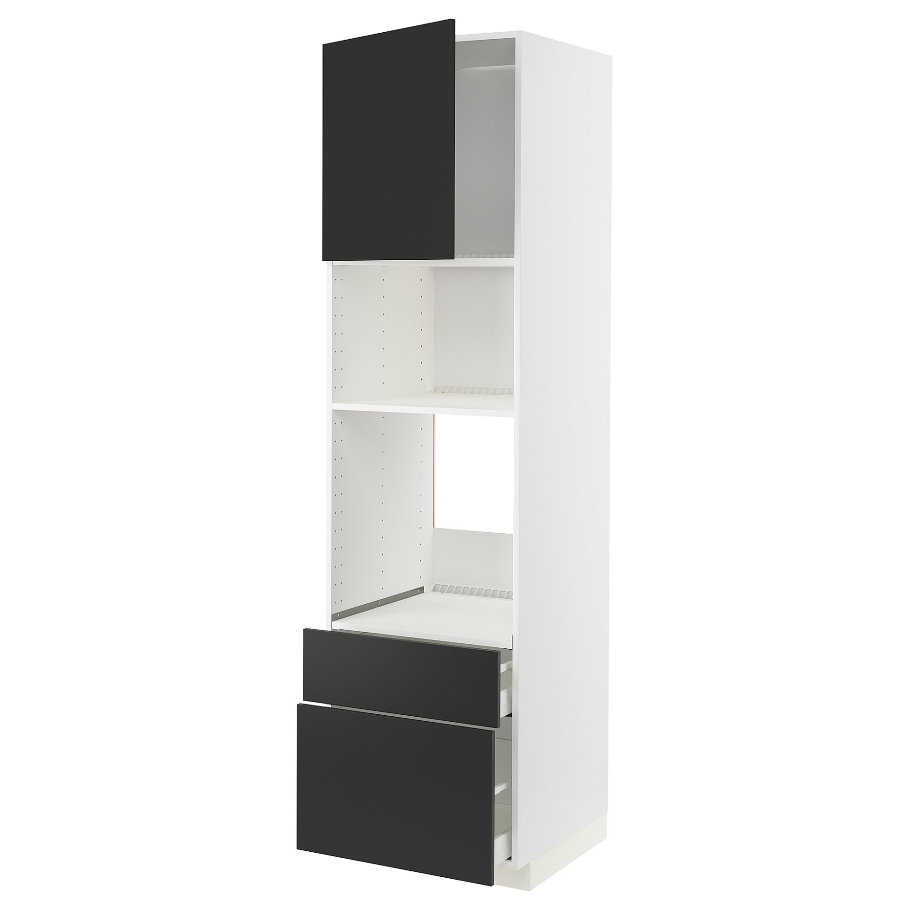 METOD, high cabinet for oven/microwave with door/2 drawers, 60x60x220 cm, 194.974.39