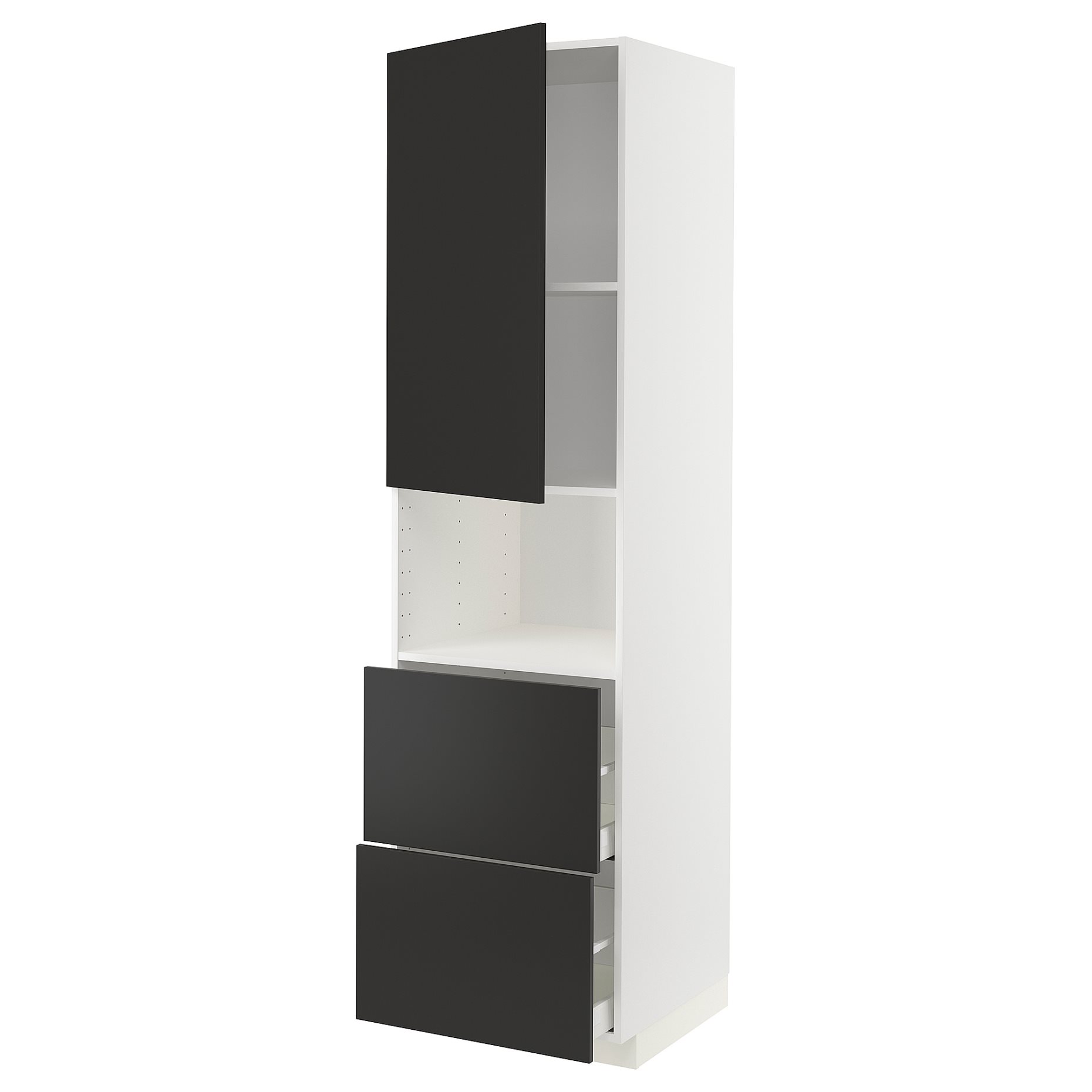 METOD/MAXIMERA, high cabinet for microwave with door/2 drawers, 60x60x220 cm, 194.987.83