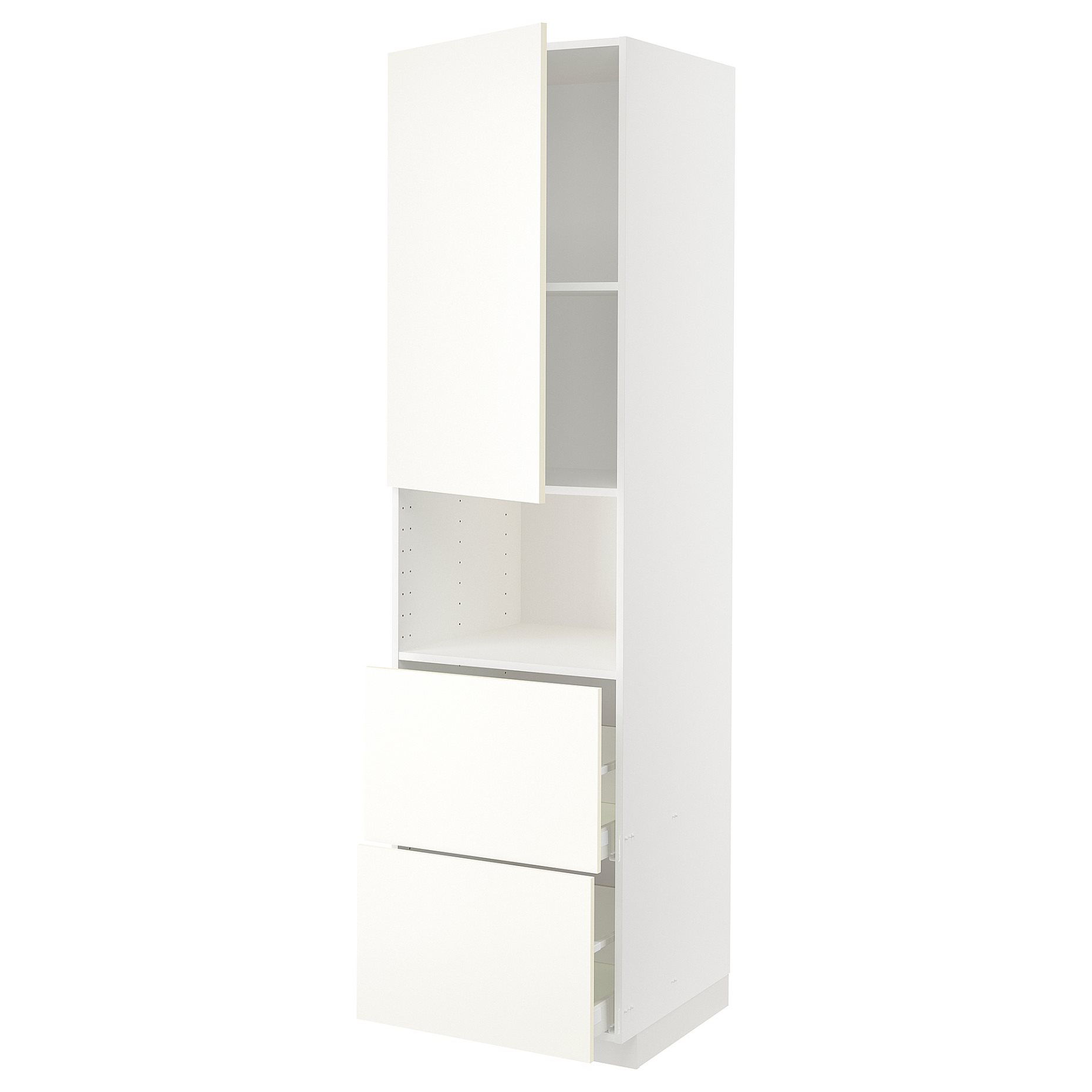 METOD, high cabinet for microwave with door/2 drawers, 60x60x220 cm, 195.074.57
