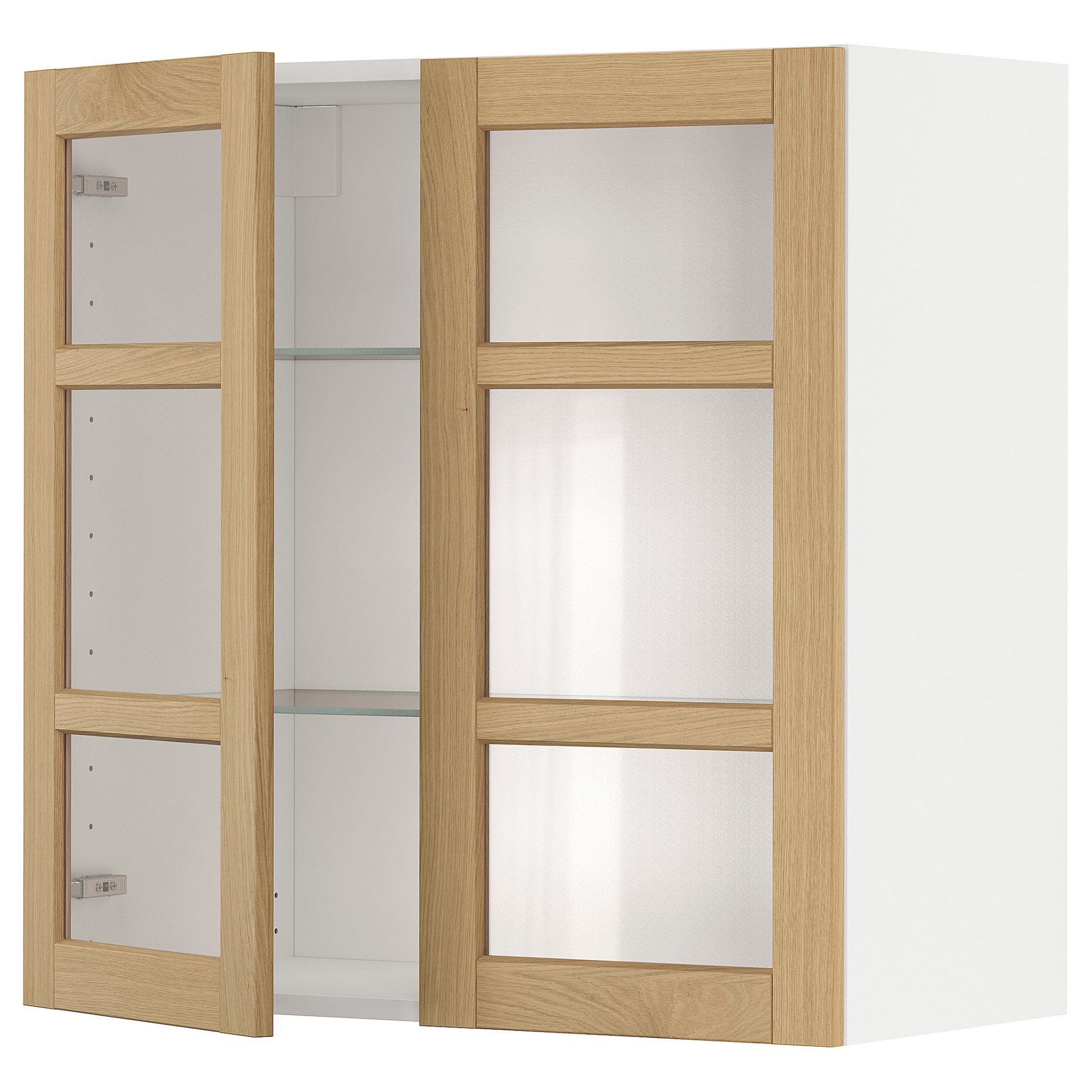 METOD, wall cabinet with shelves/2 glass doors, 80x80 cm, 195.093.57