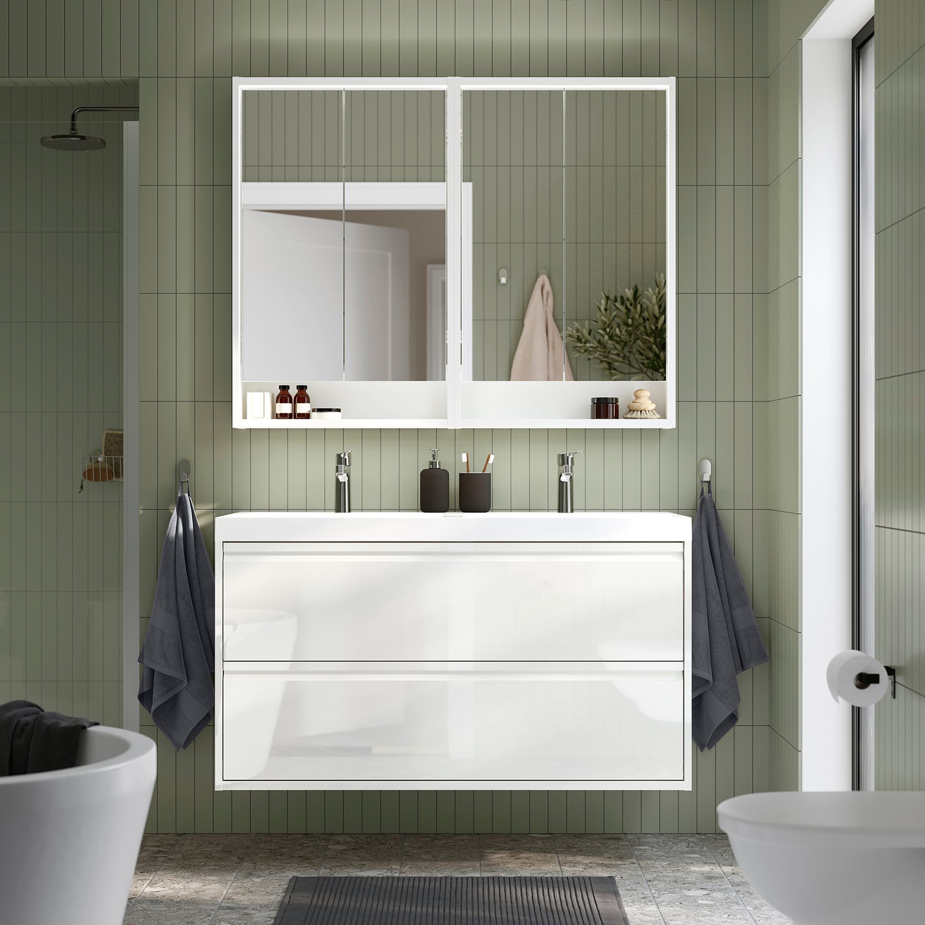 ANGSJON/BACKSJON, wash-stand with drawers/wash-basin/taps, 120x48x69 cm, 195.140.09