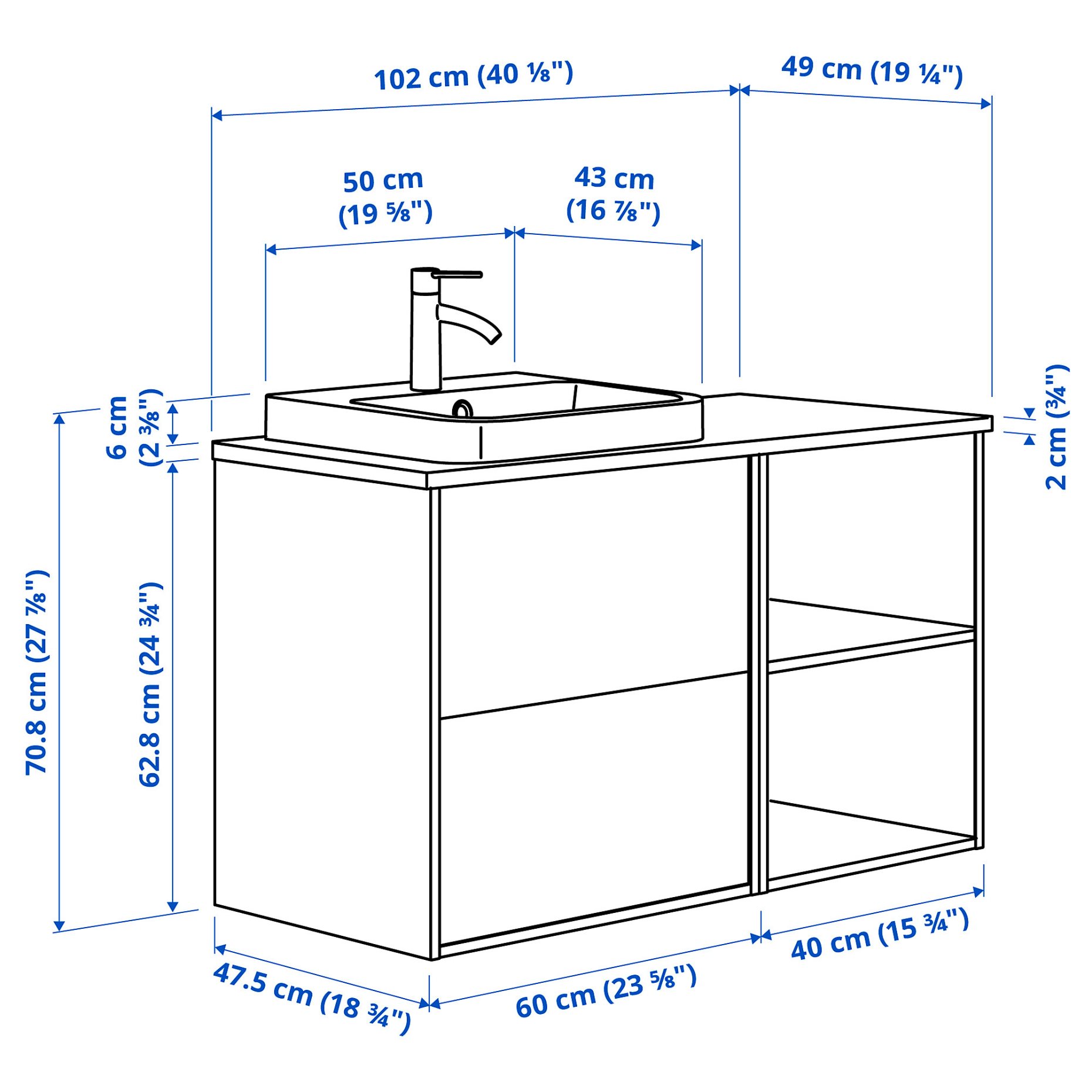 ANGSJON/BACKSJON, wash-stand/wash-basin/tap, 102x49x71 cm, 195.284.45