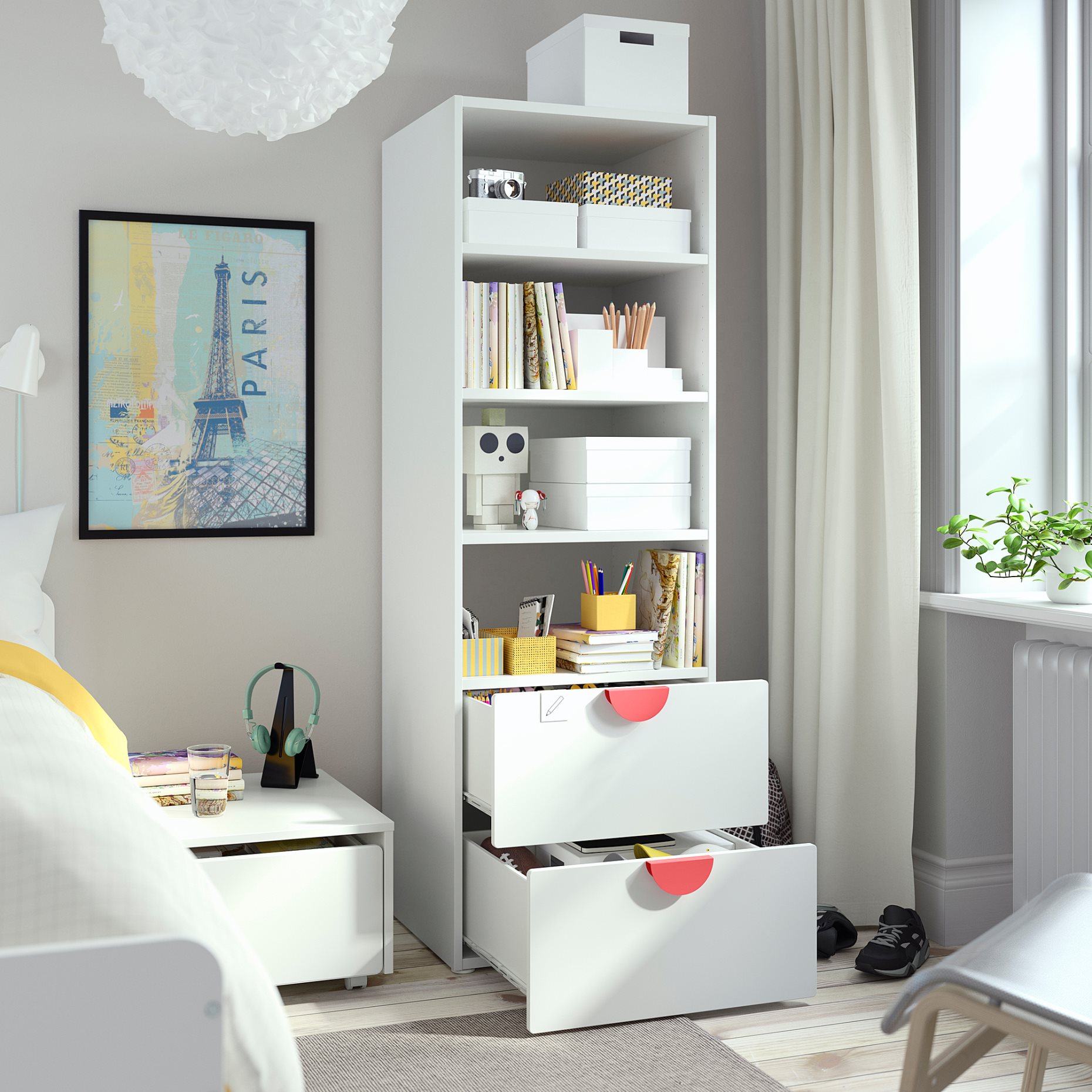 SMASTAD/PLATSA, bookcase with 2 drawers, 60x57x181 cm, 195.426.44
