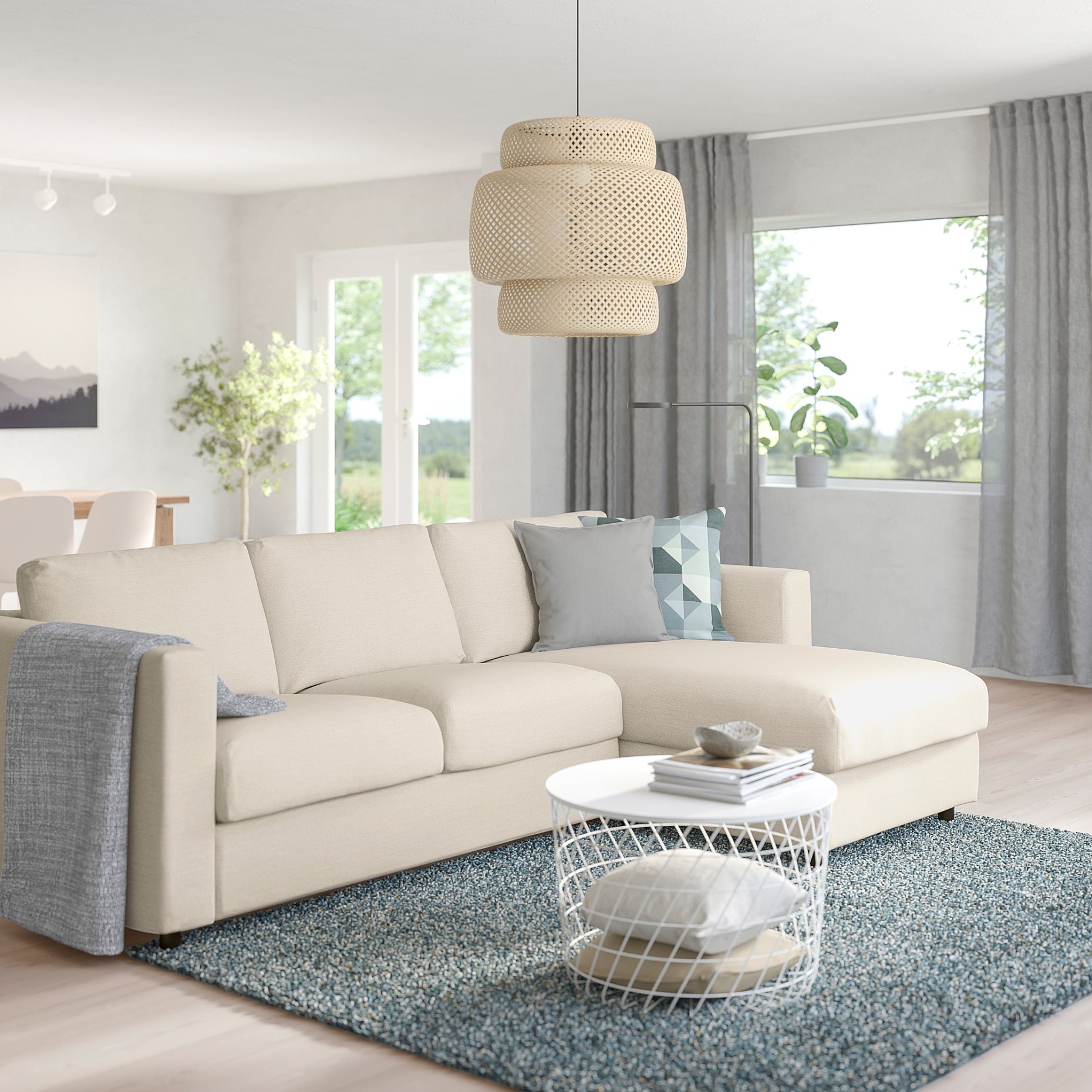 VIMLE, 3-seat sofa-bed with chaise longue, 195.452.42