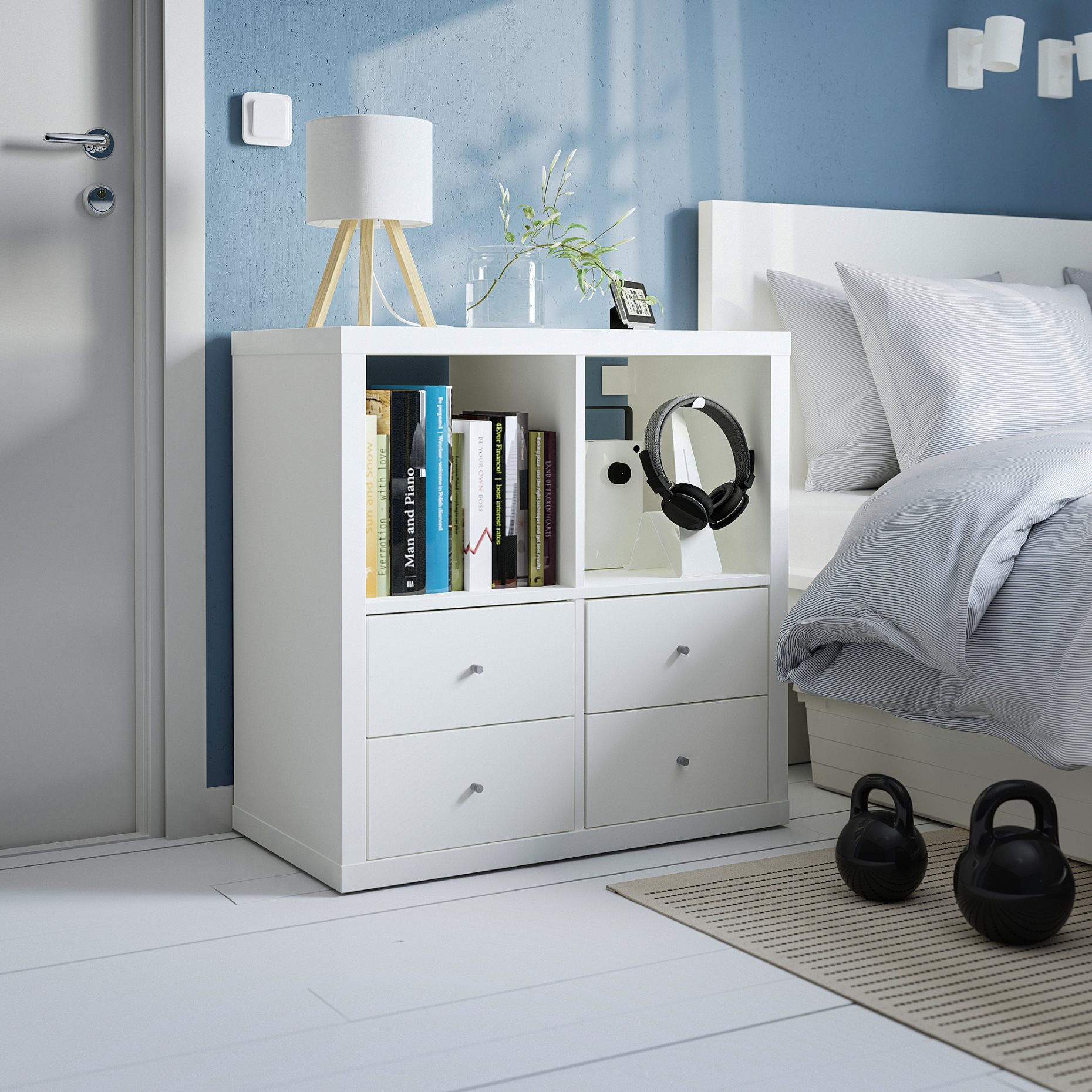 KALLAX, ραφιέρα με 4 συρτάρια, 77x77 cm, 195.529.49