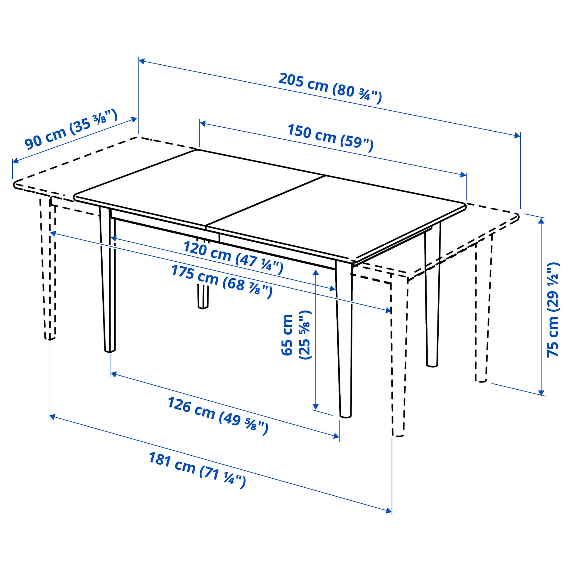 SKANSNAS, table and 4 chairs, 150/205 cm, 195.615.95