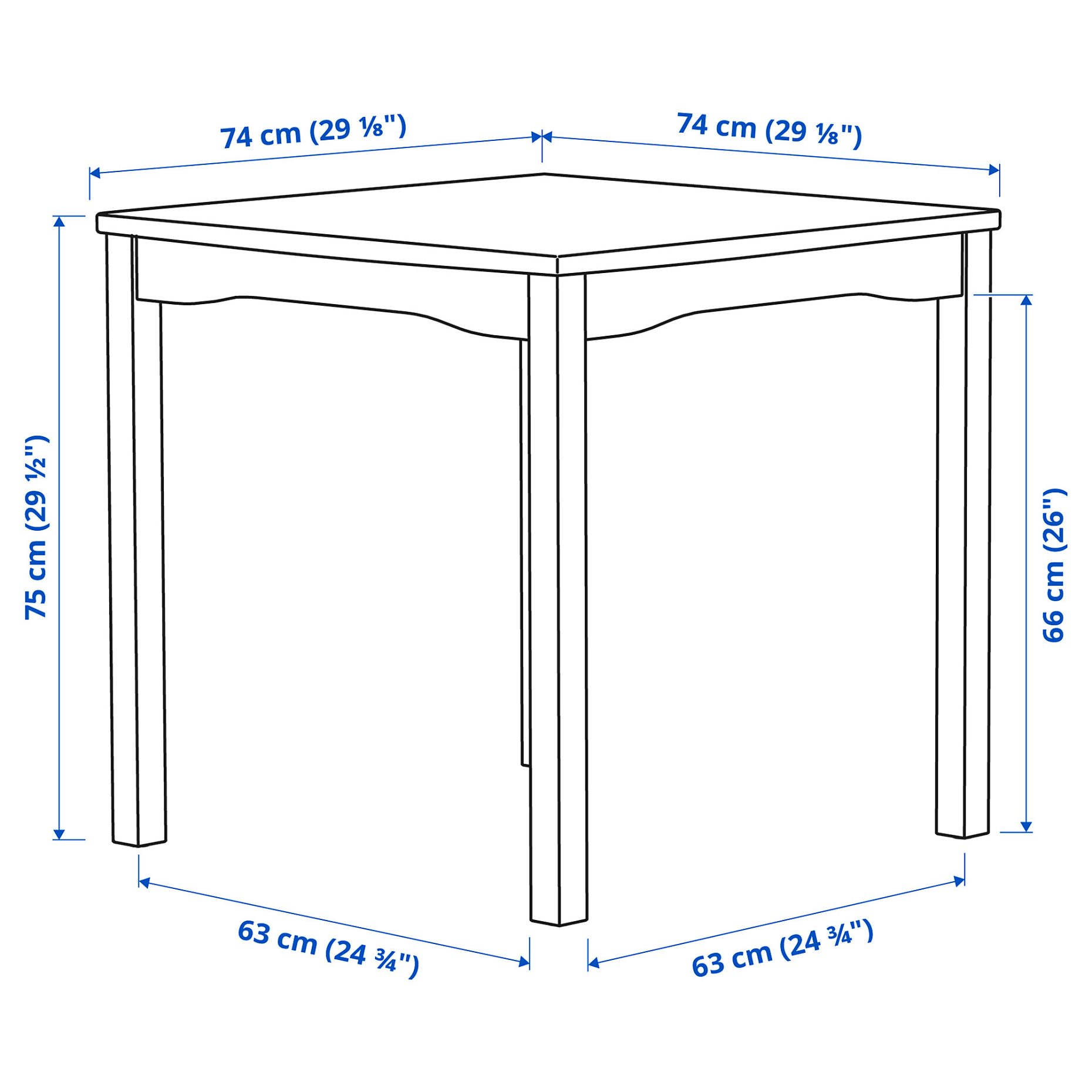 HAUGA/HAUGA, table and 2 chairs, 74x74 cm, 195.749.08