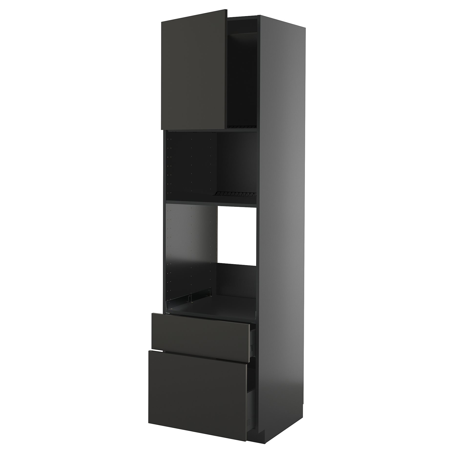 METOD/KNIVSHULT, high cabinet for oven/microwave with door/2 drawers, 60x60x220 cm, 195.867.46