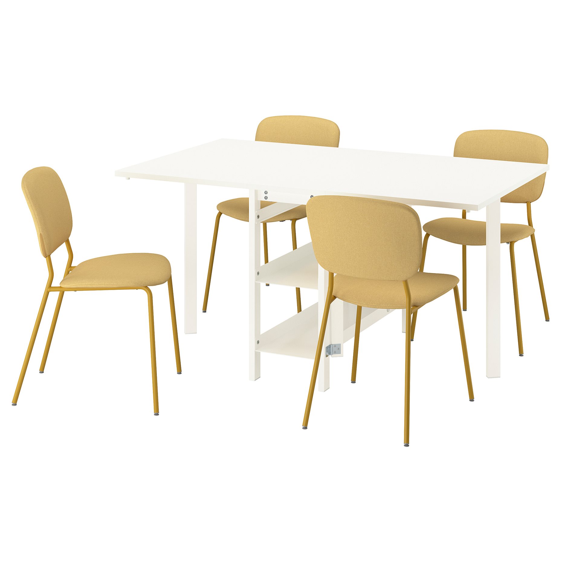 VIHALS, gateleg table and 4 chairs, 39/95/151x90 cm, 196.067.87