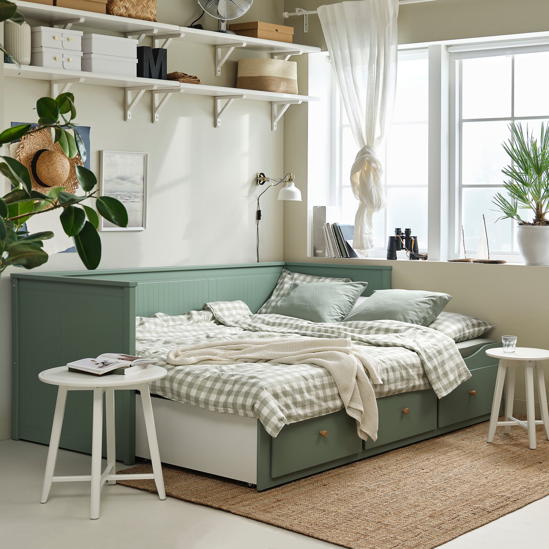 HEMNES, κρεβάτι επισκέπτη day bed 3 συρτάρια/2 στρώματα, 80x200 cm, 196.102.23