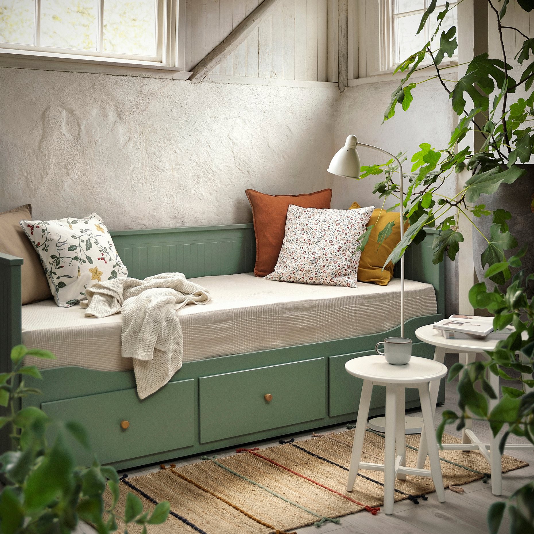 HEMNES, κρεβάτι επισκέπτη day bed 3 συρτάρια/2 στρώματα, 80x200 cm, 196.102.23