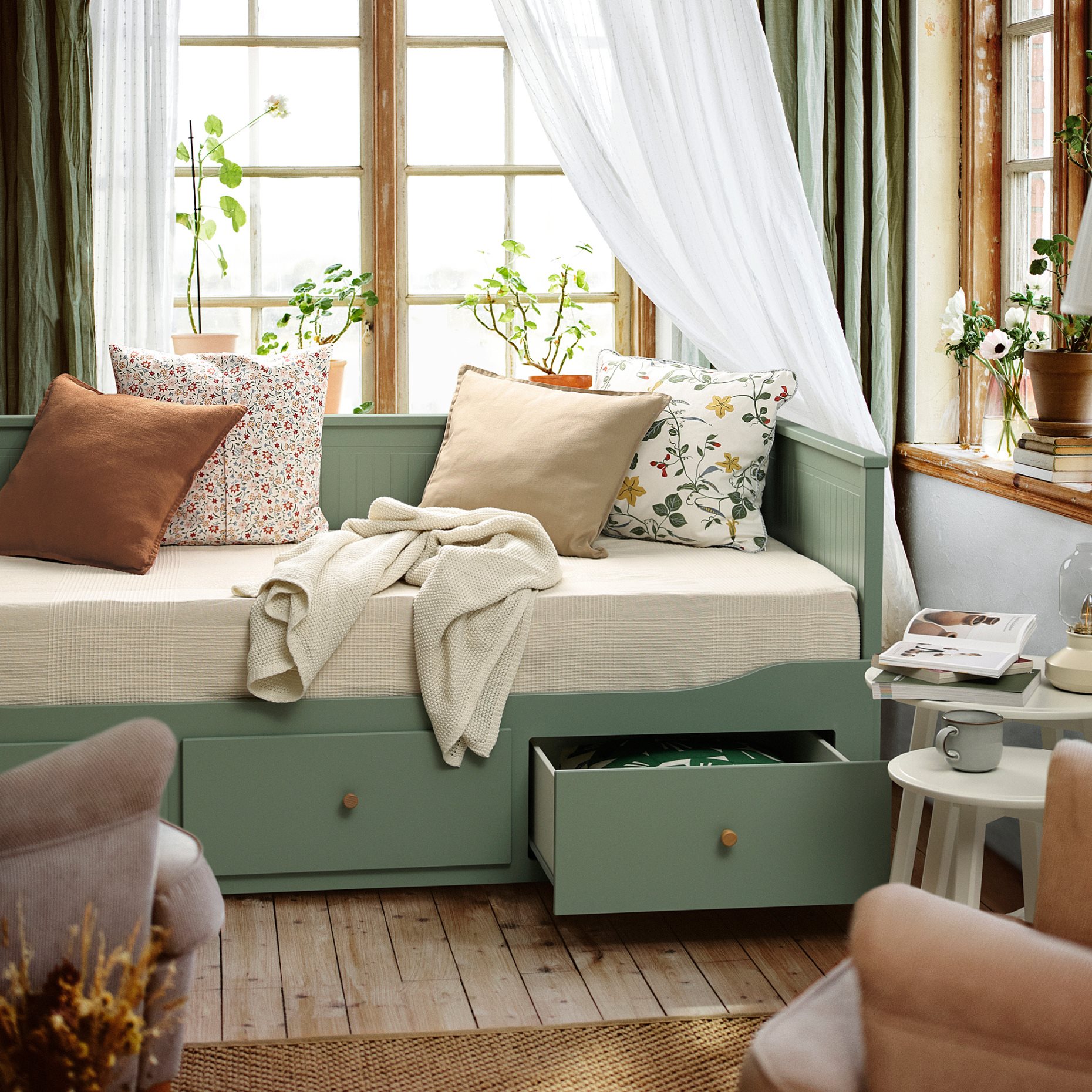 HEMNES, κρεβάτι επισκέπτη day bed 3 συρτάρια/2 στρώματα, 80x200 cm, 196.102.23