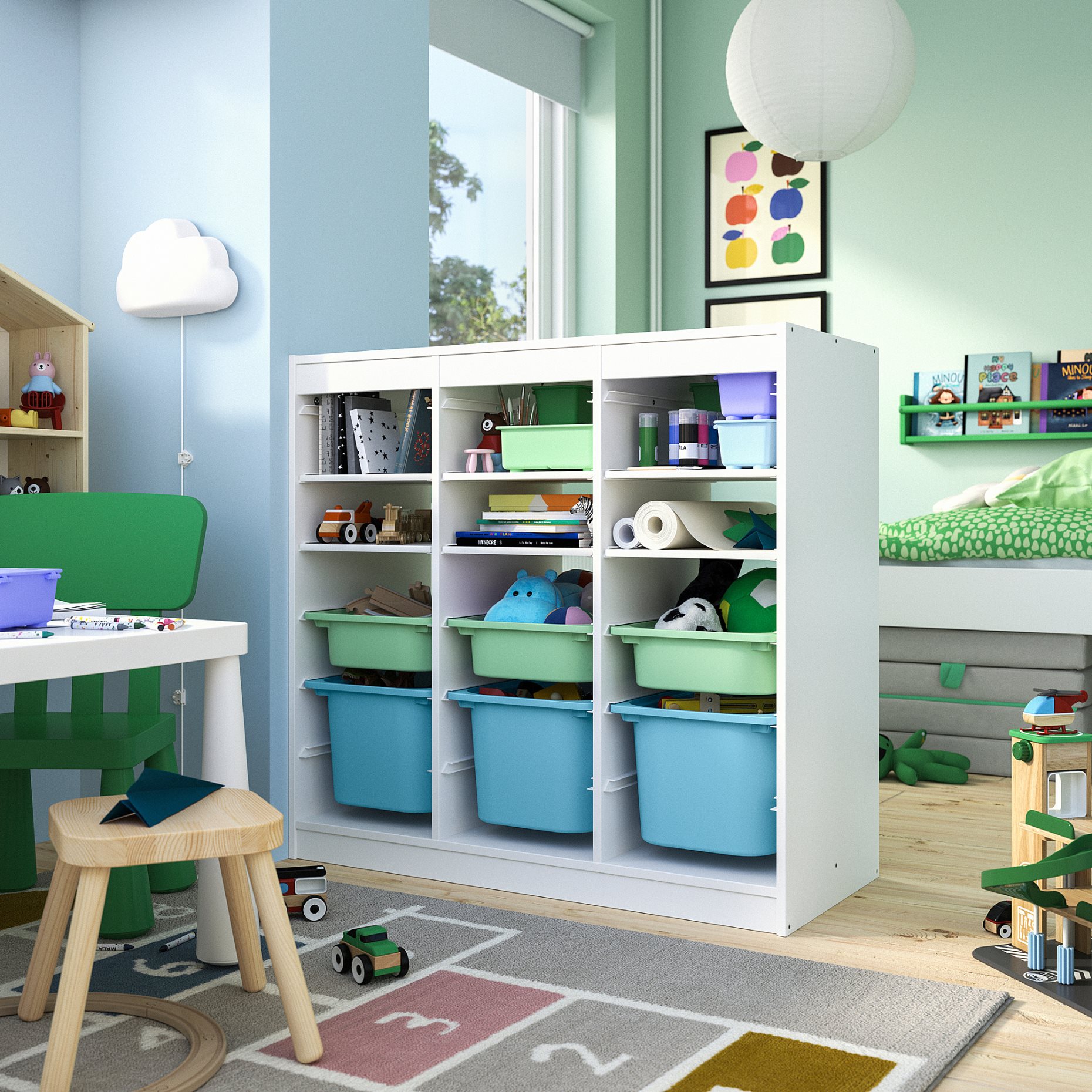 TROFAST, storage combination room divider with shelves and boxes, 93x44x91 cm, 196.131.08