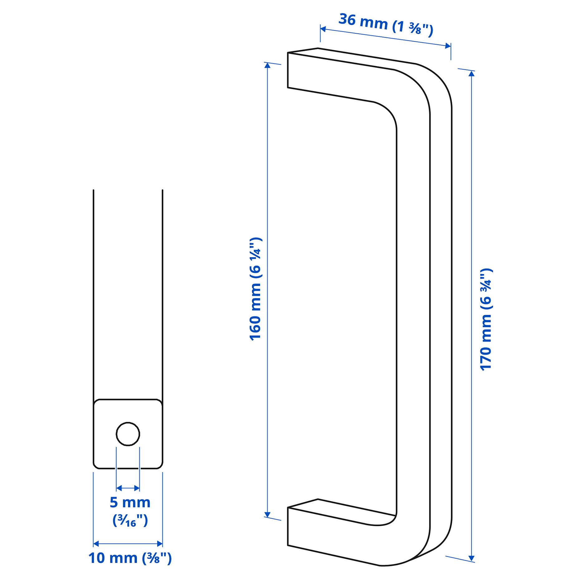 BORGHAMN, handle/2 pack, 170 mm, 203.160.46