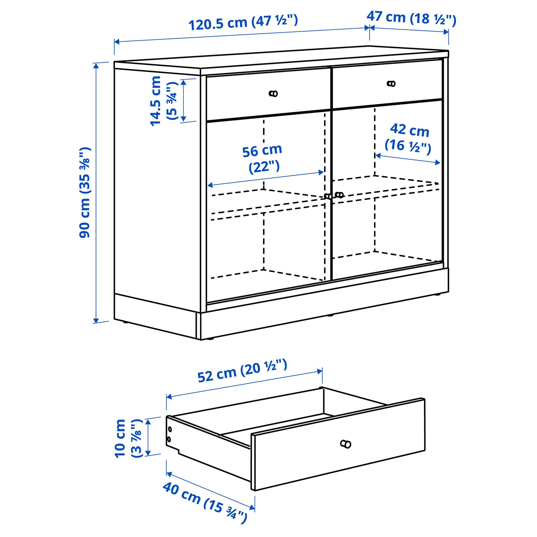 TONSTAD, sideboard, 121x47x90 cm, 204.892.97