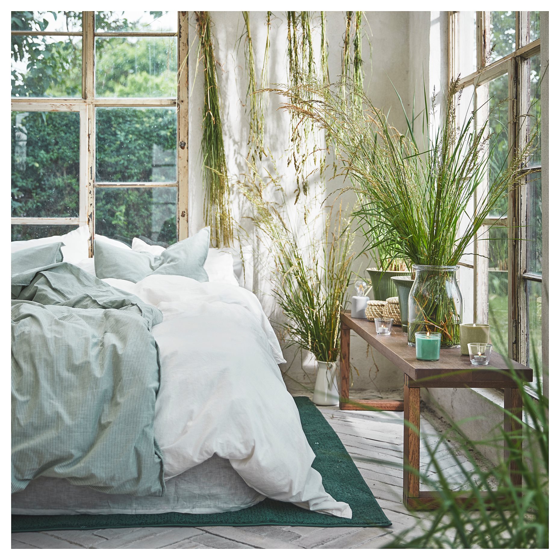 HEDERSAM, scented candle in ceramic jar/Fresh grass, 50 hr, 205.024.25