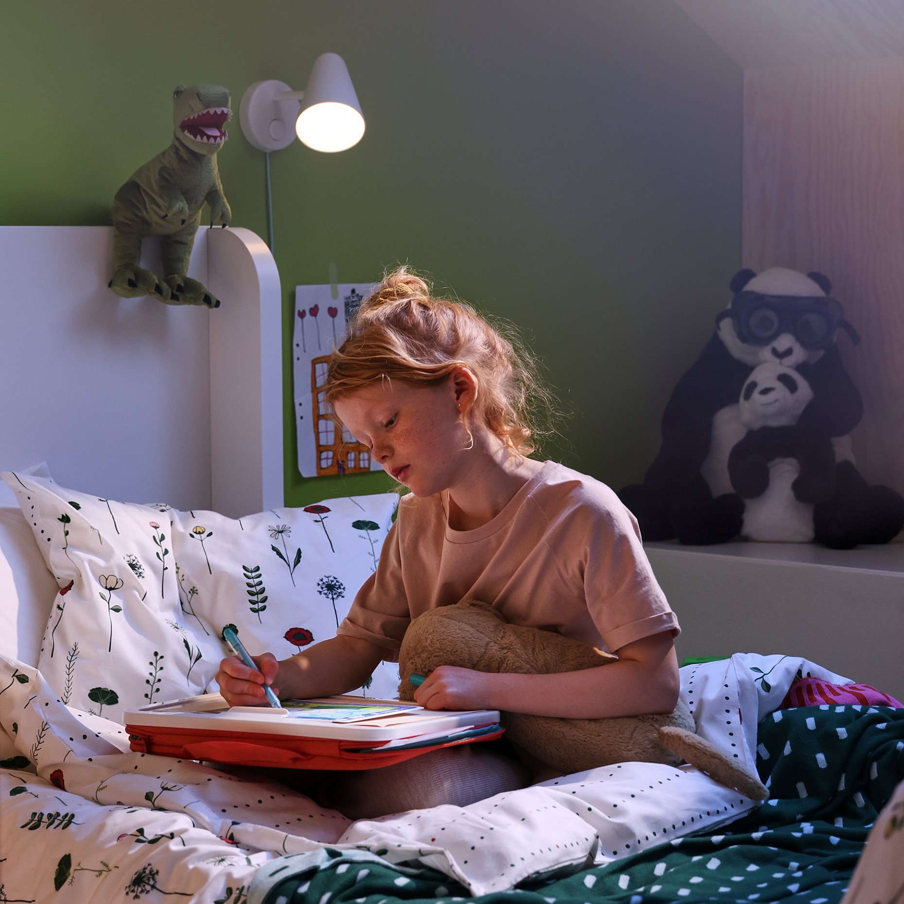 NATTSLÄNDA, duvet cover and pillowcase/floral pattern, 150x200/50x60 cm, 205.080.12