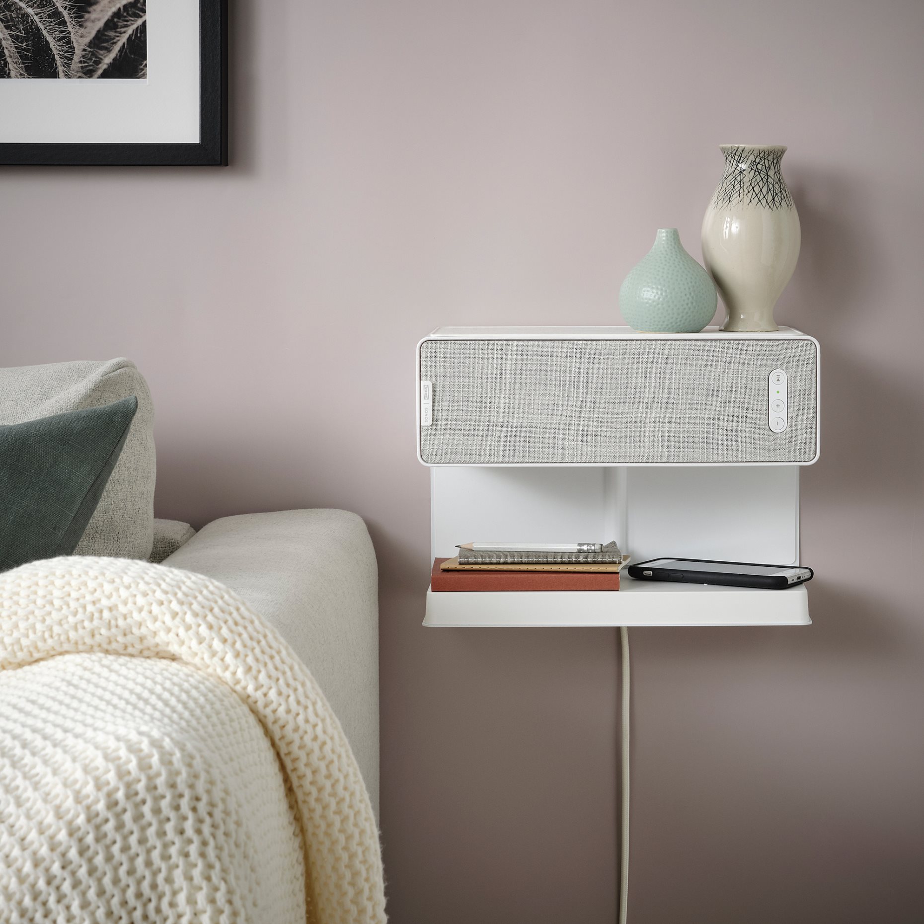 SYMFONISK, shelf with wireless charger, 205.210.56