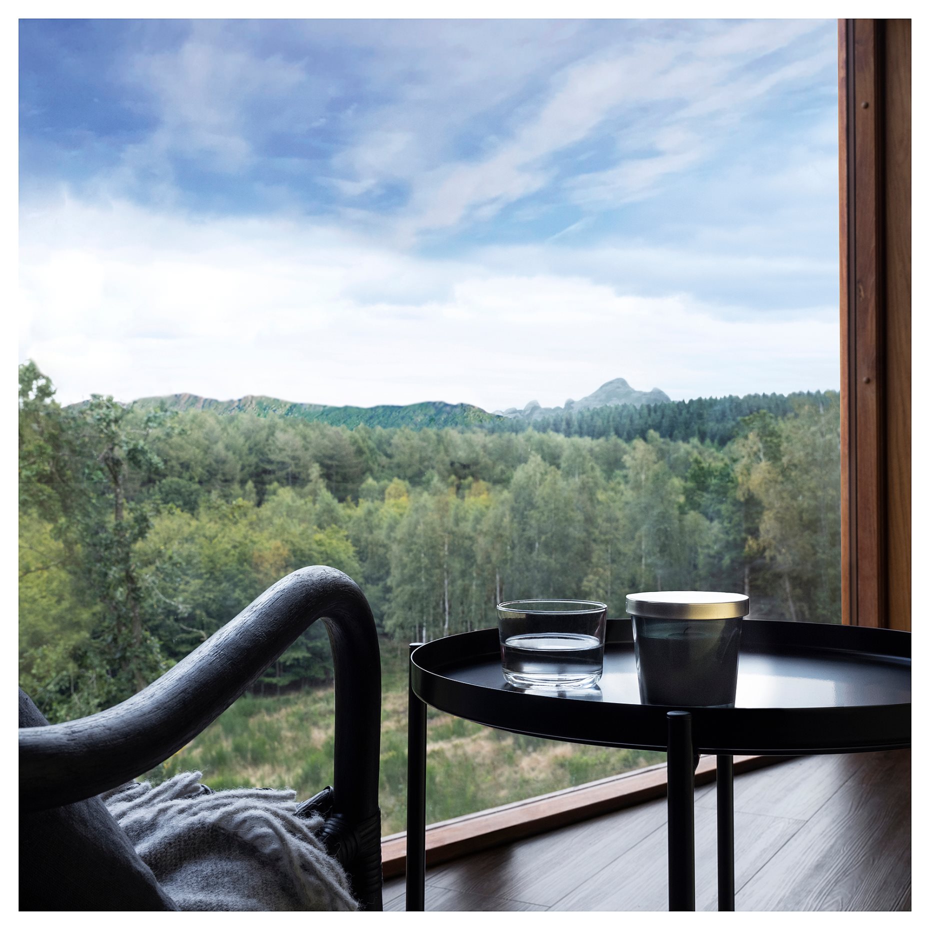 PÄRONTRÄD, scented candle in glass with lid/Mountain air, 25 hr, 205.272.18