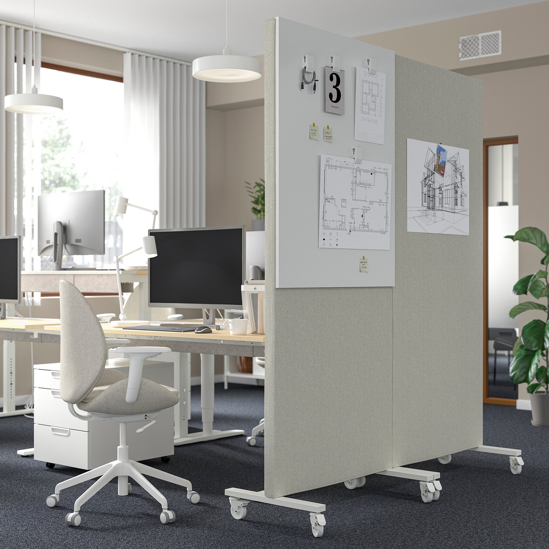 MITTZON, acoustic screen for frame with castors, 85x193x5 cm, 205.286.37