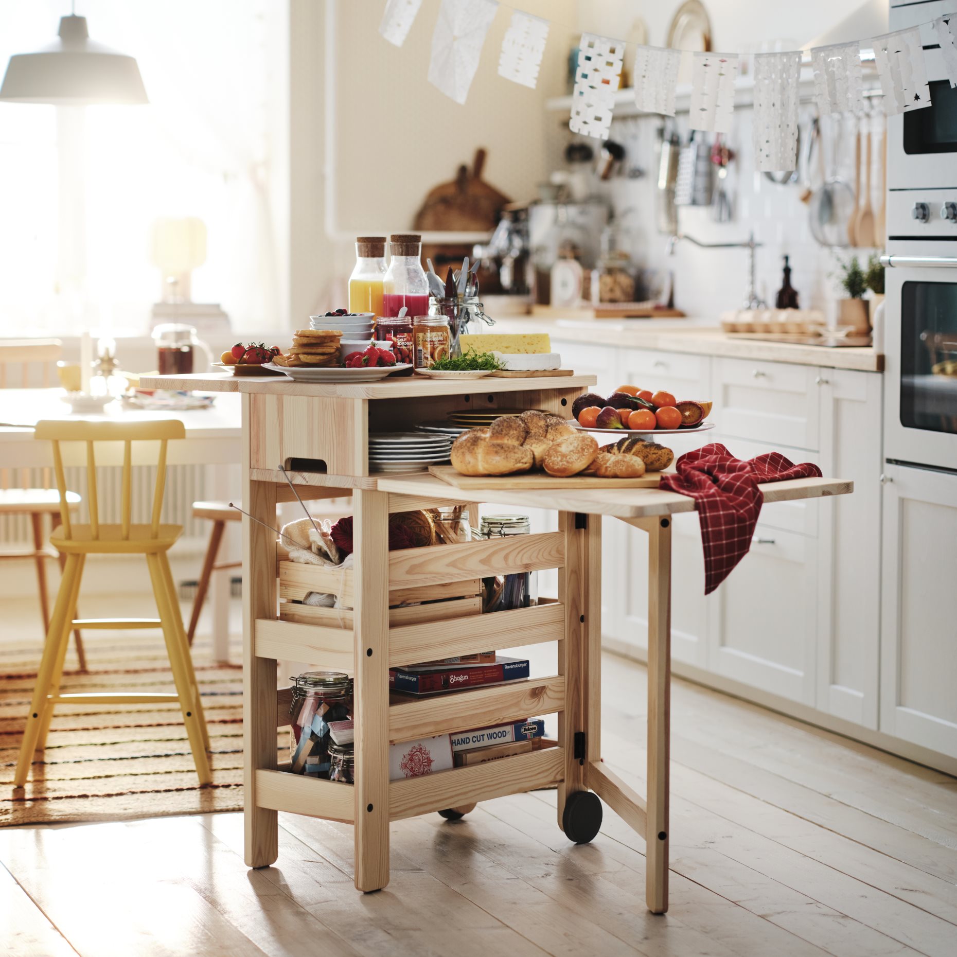 RESARO, mobile drop-leaf table with storage, 205.333.37