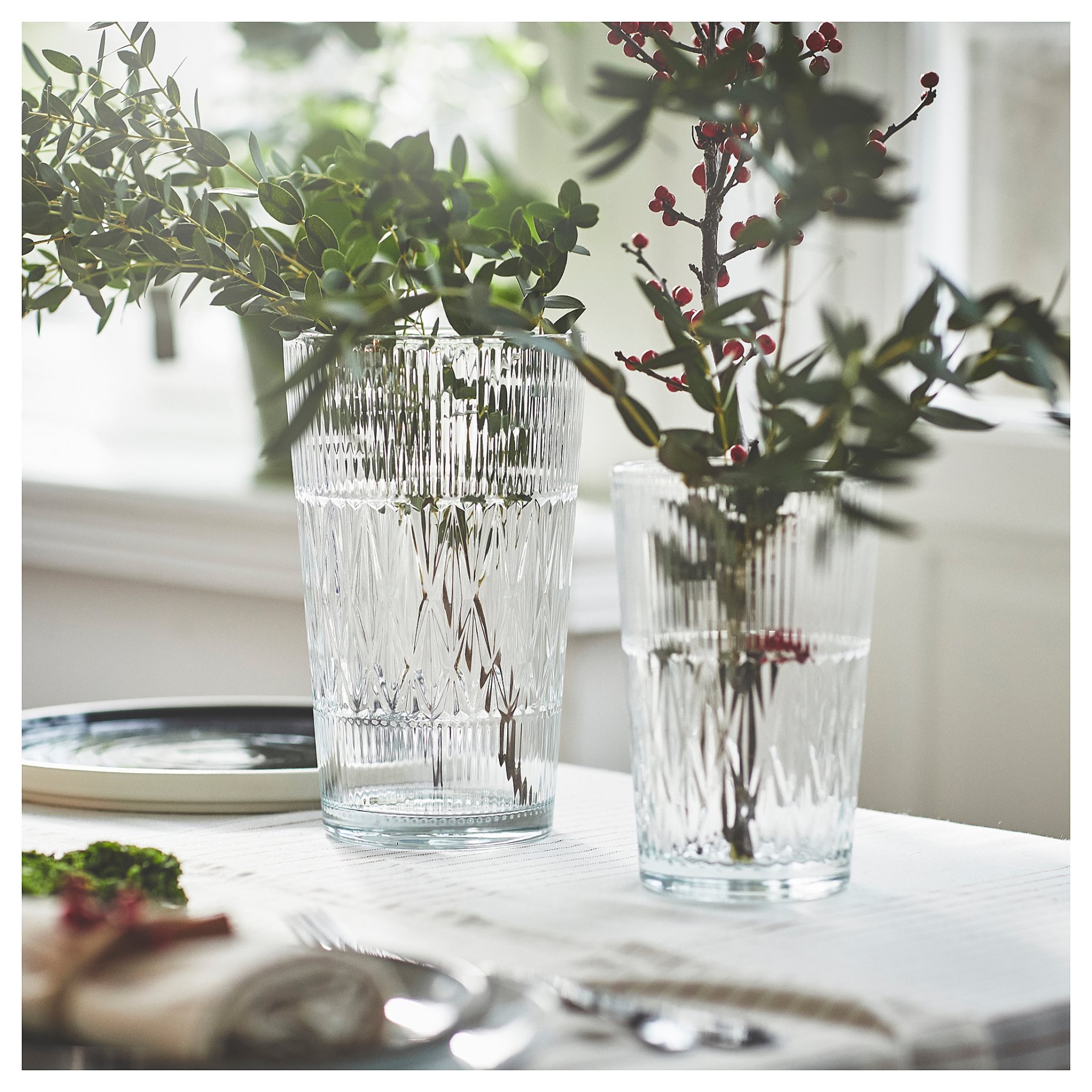 SMÄLLSPIREA, vase/glass/patterned, 22 cm, 205.421.72