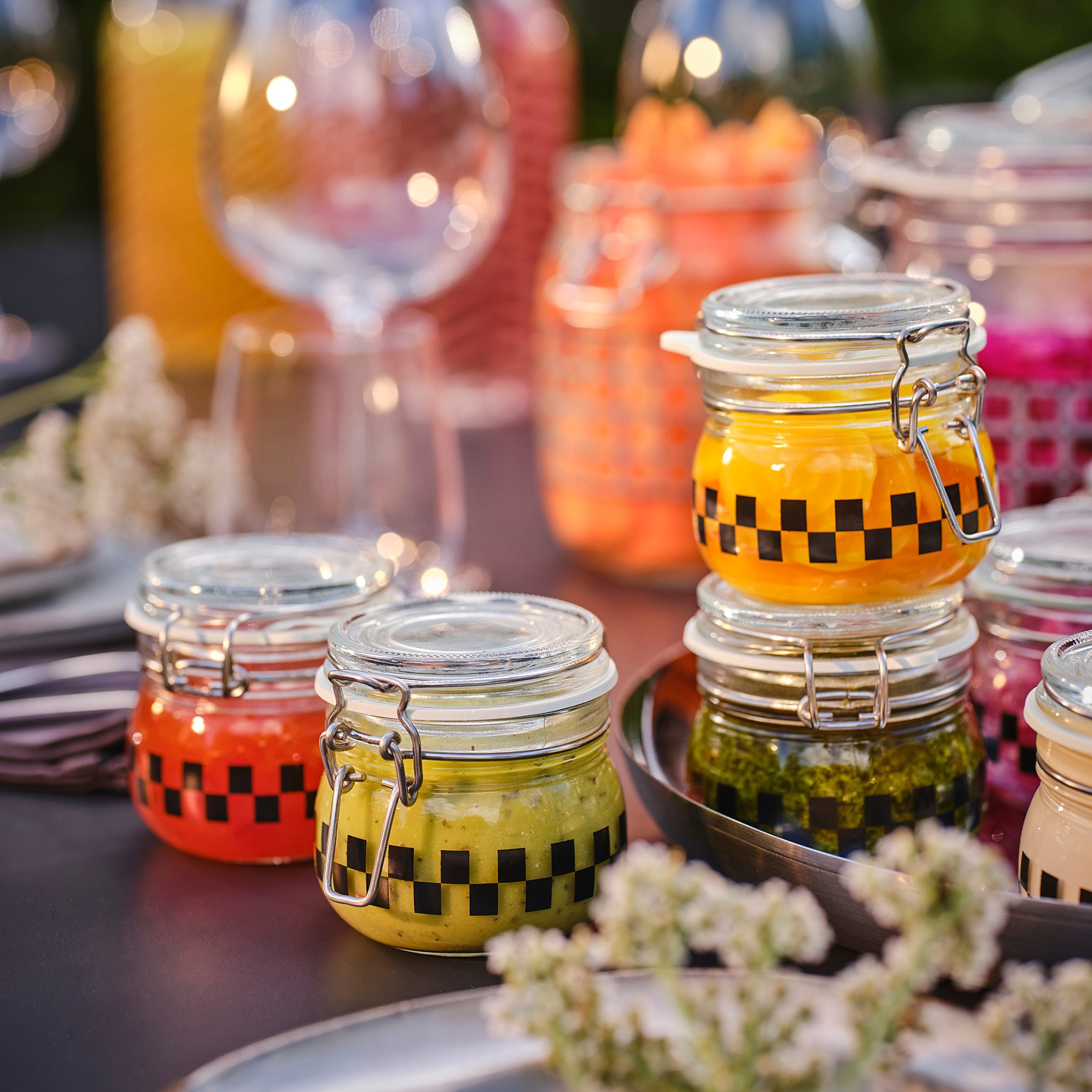 KORKEN, βάζο με καπάκι/καρό μοτίβο, 13 cl, 205.646.87