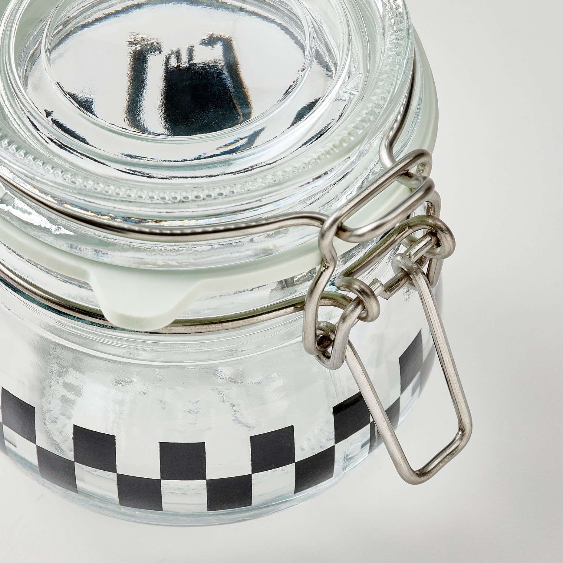 KORKEN, βάζο με καπάκι/καρό μοτίβο, 13 cl, 205.646.87