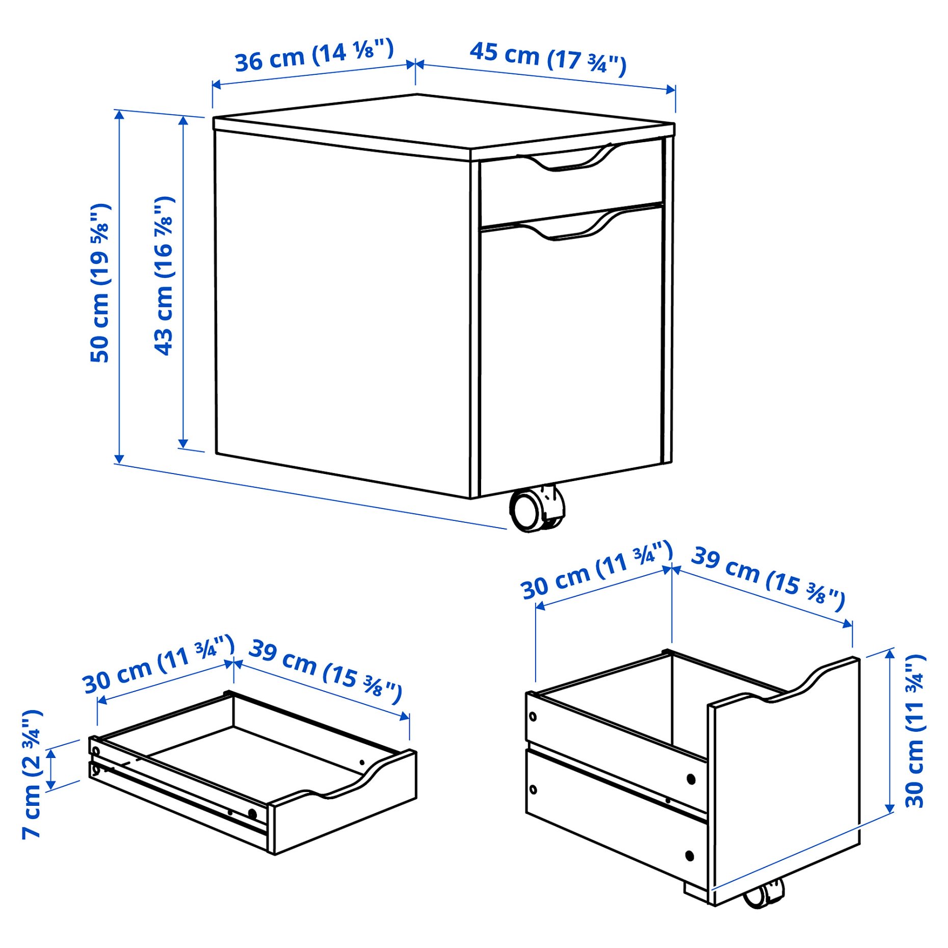 ALEX, drawer unit, 36x50 cm, 205.869.10