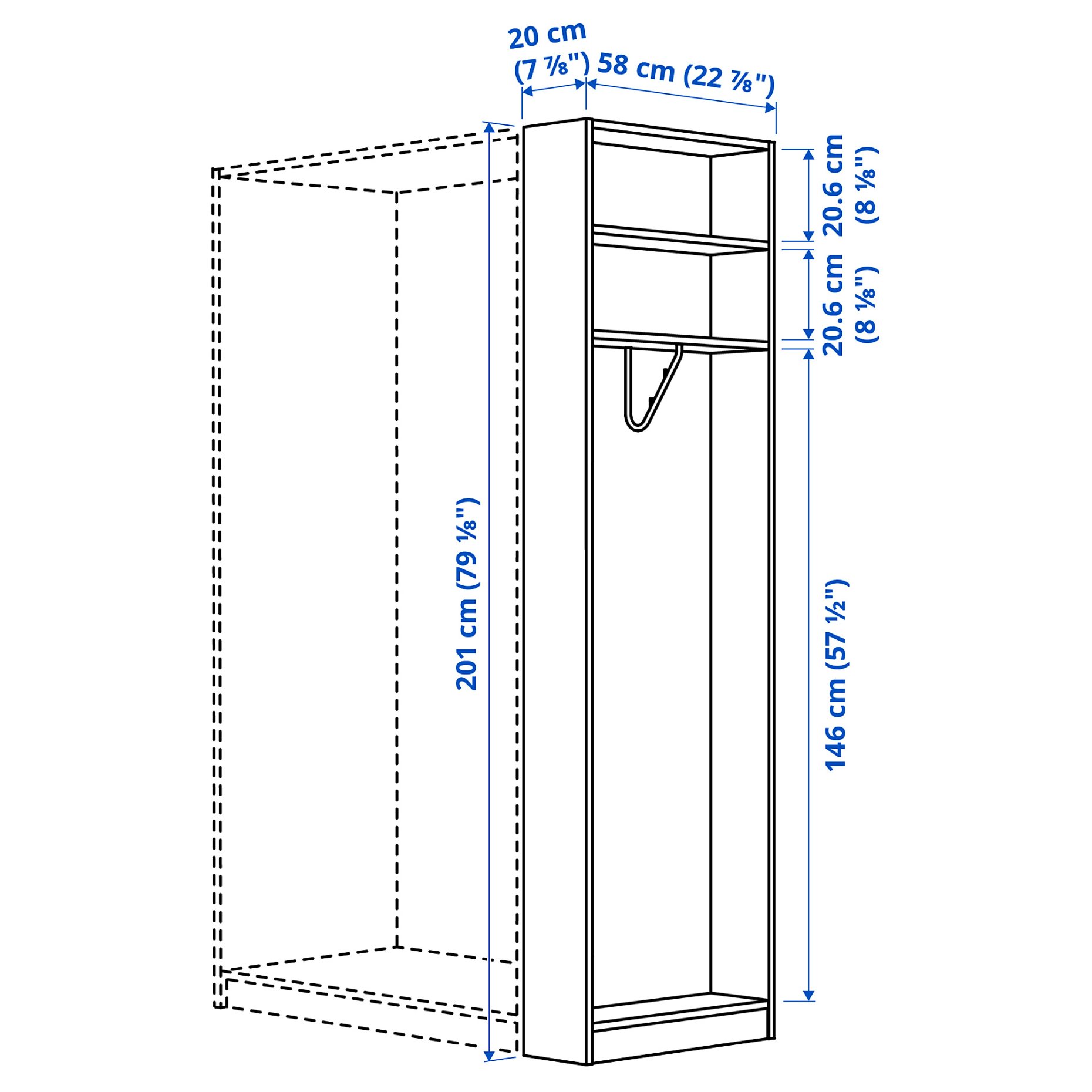 PAX, add-on end-unit, 20x58x201 cm, 206.038.44
