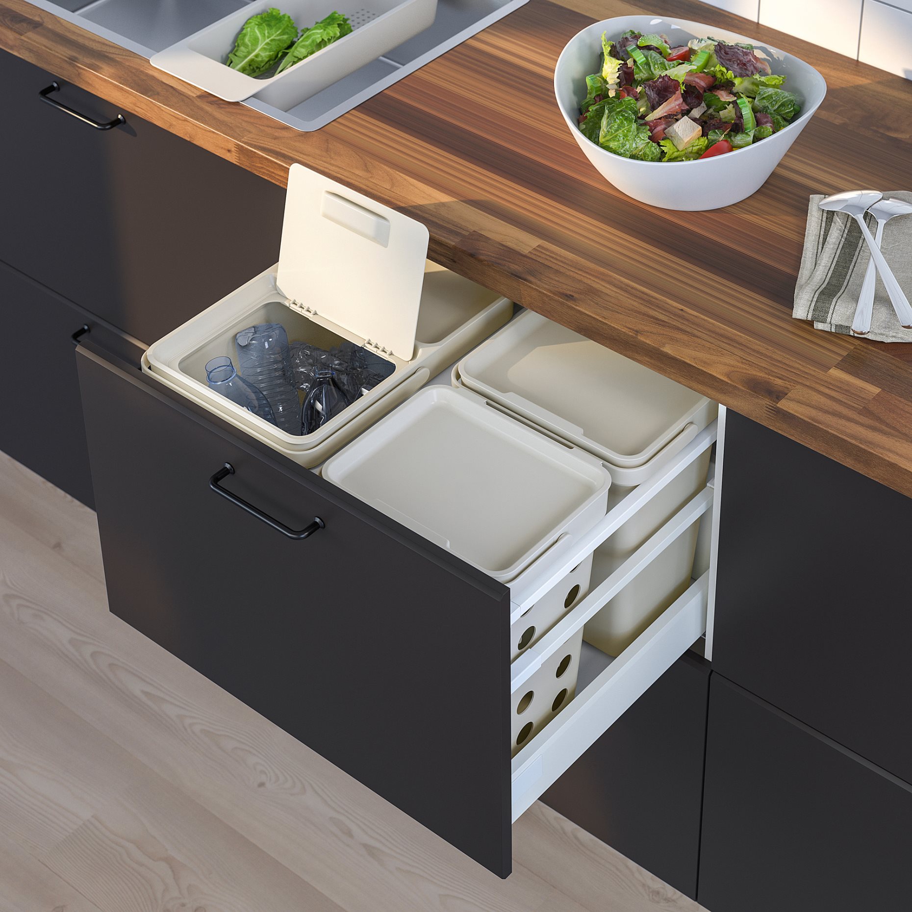HÅLLBAR, waste sorting solution for METOD kitchen drawer ventilated, 42 l, 293.088.29