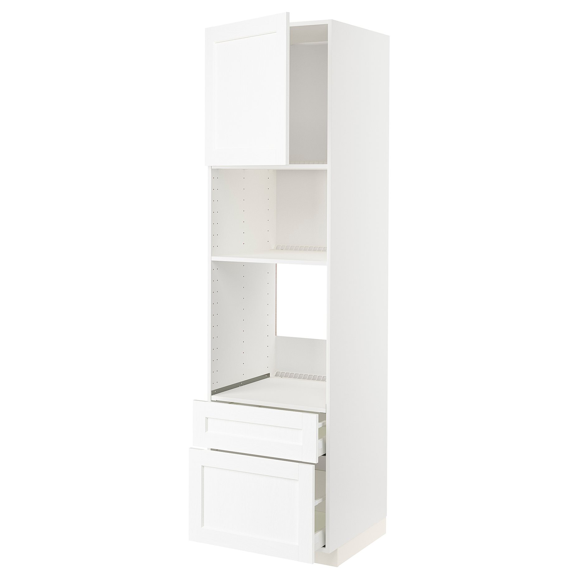 METOD, high cabinet for oven/microwave with door/2 drawers, 60x60x220 cm, 294.733.48