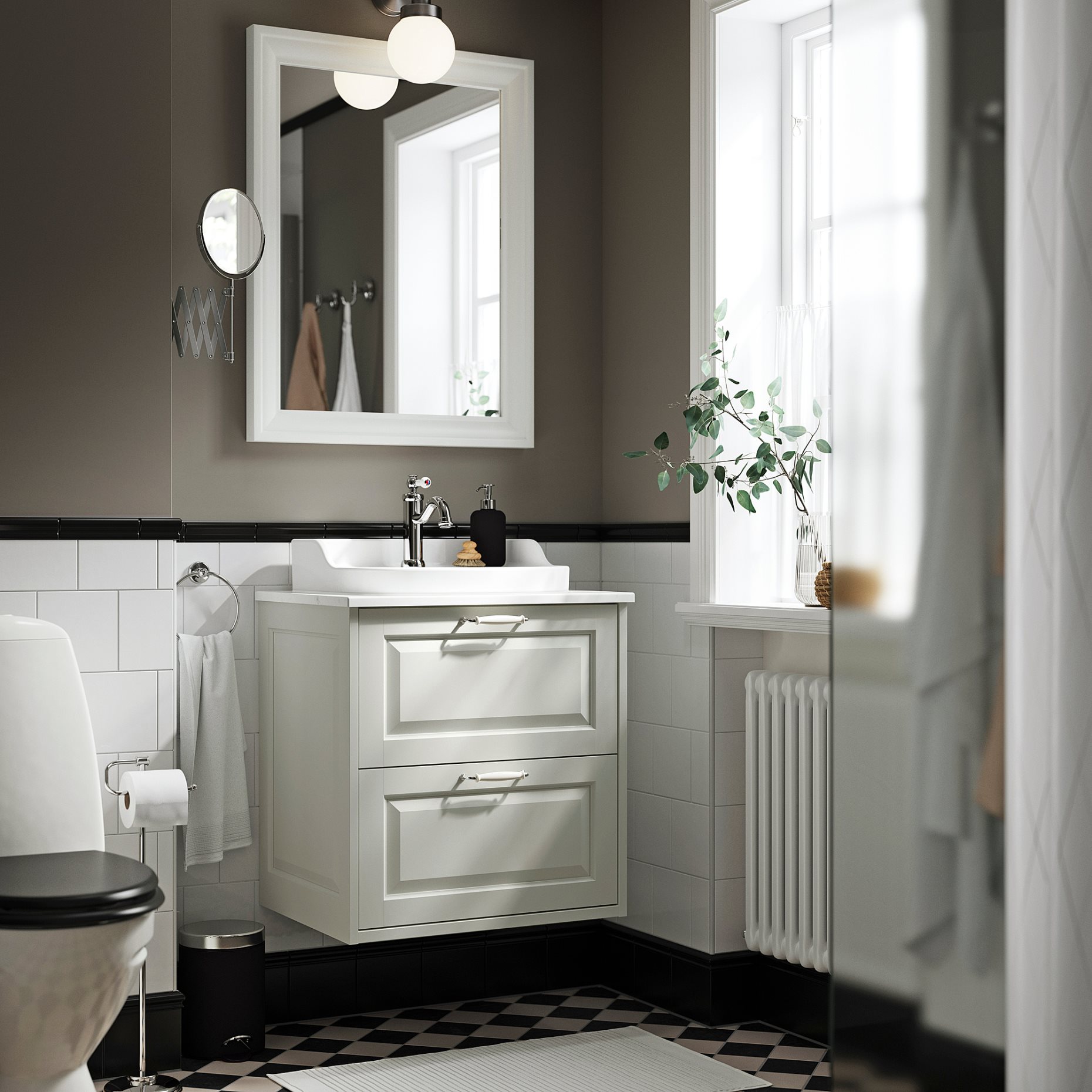 RUTSJON, semi-recessed wash-basin with water trap, 50x44 cm, 295.170.26