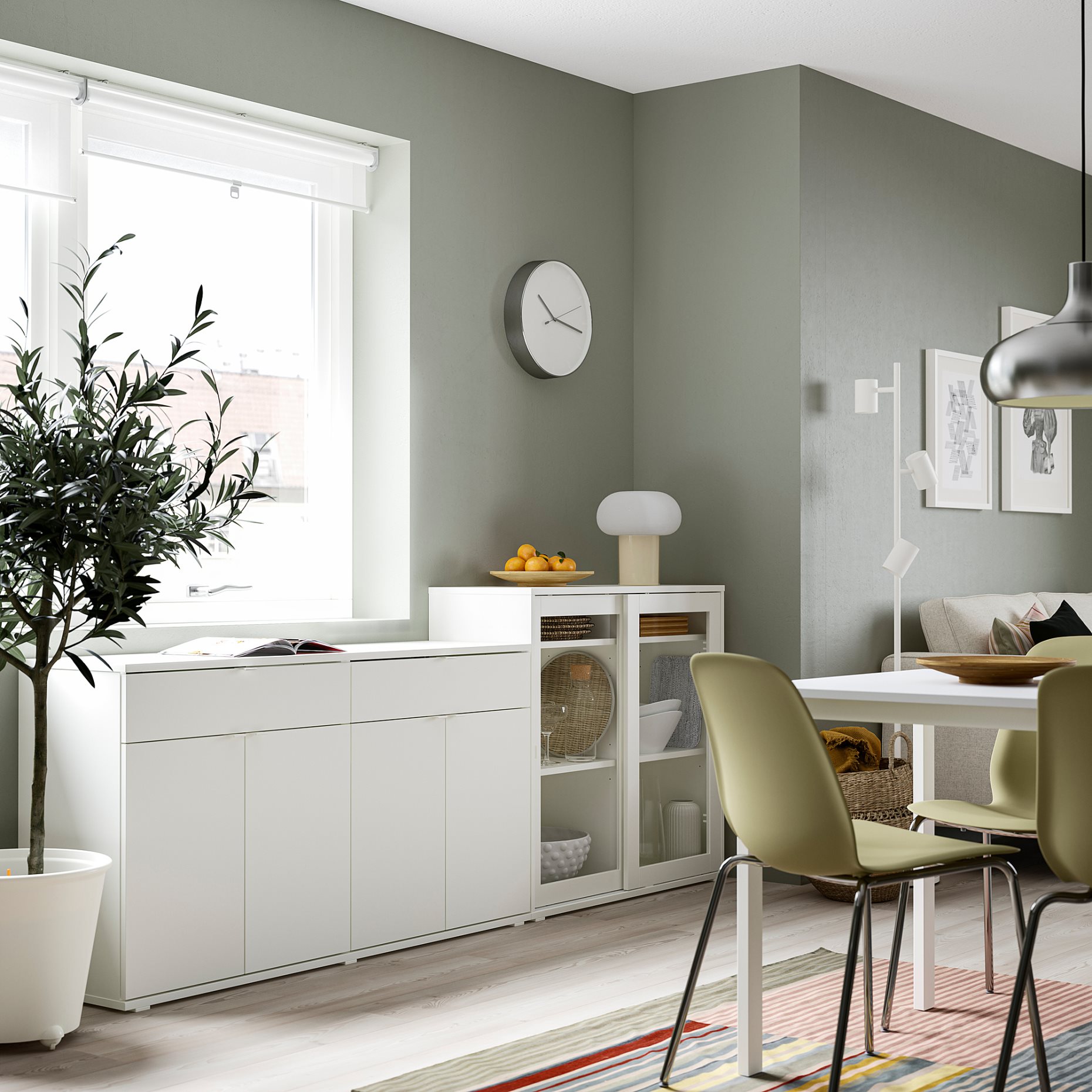 VIHALS, storage combination with glass doors, 235x37x90 cm, 295.212.07