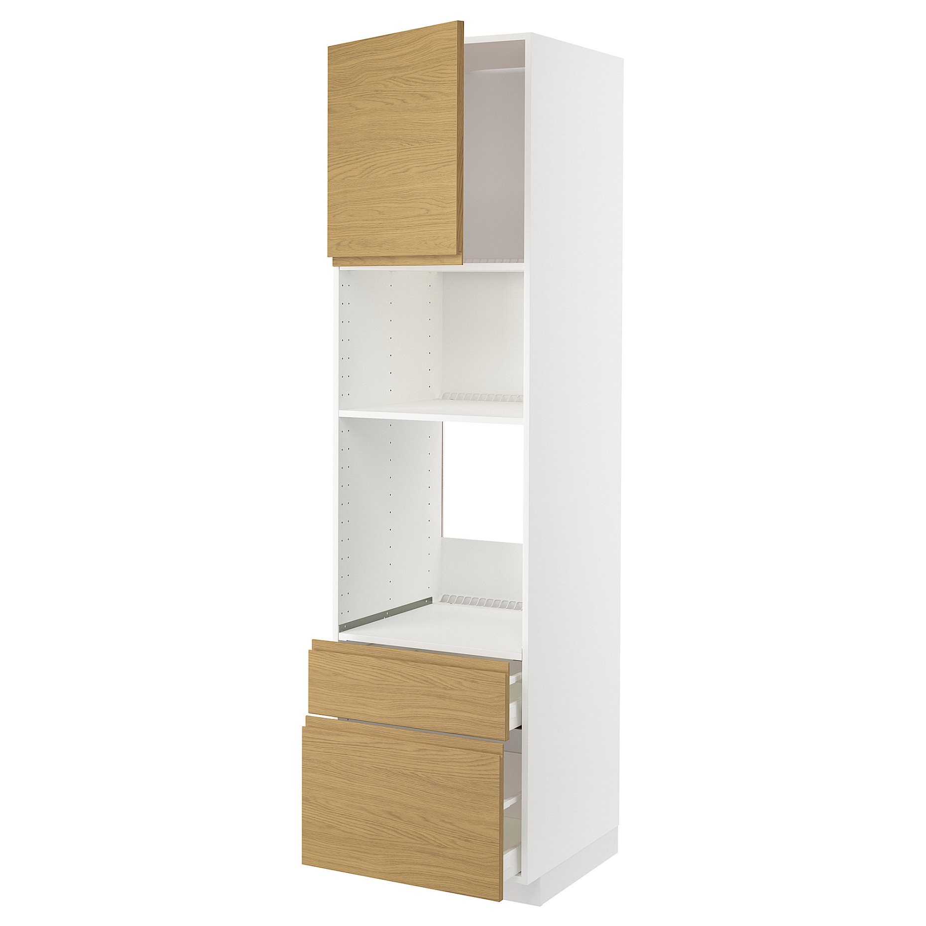 METOD, high cabinet for oven/microwave with door/2 drawers, 60x60x220 cm, 295.386.27