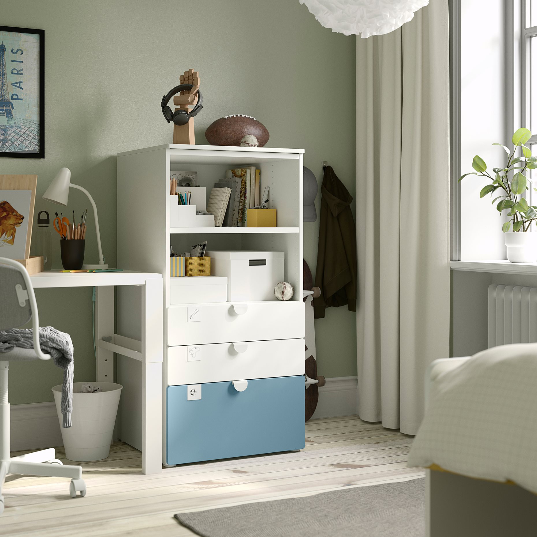 SMASTAD/PLATSA, bookcase with 3 drawers, 60x57x123 cm, 295.446.71