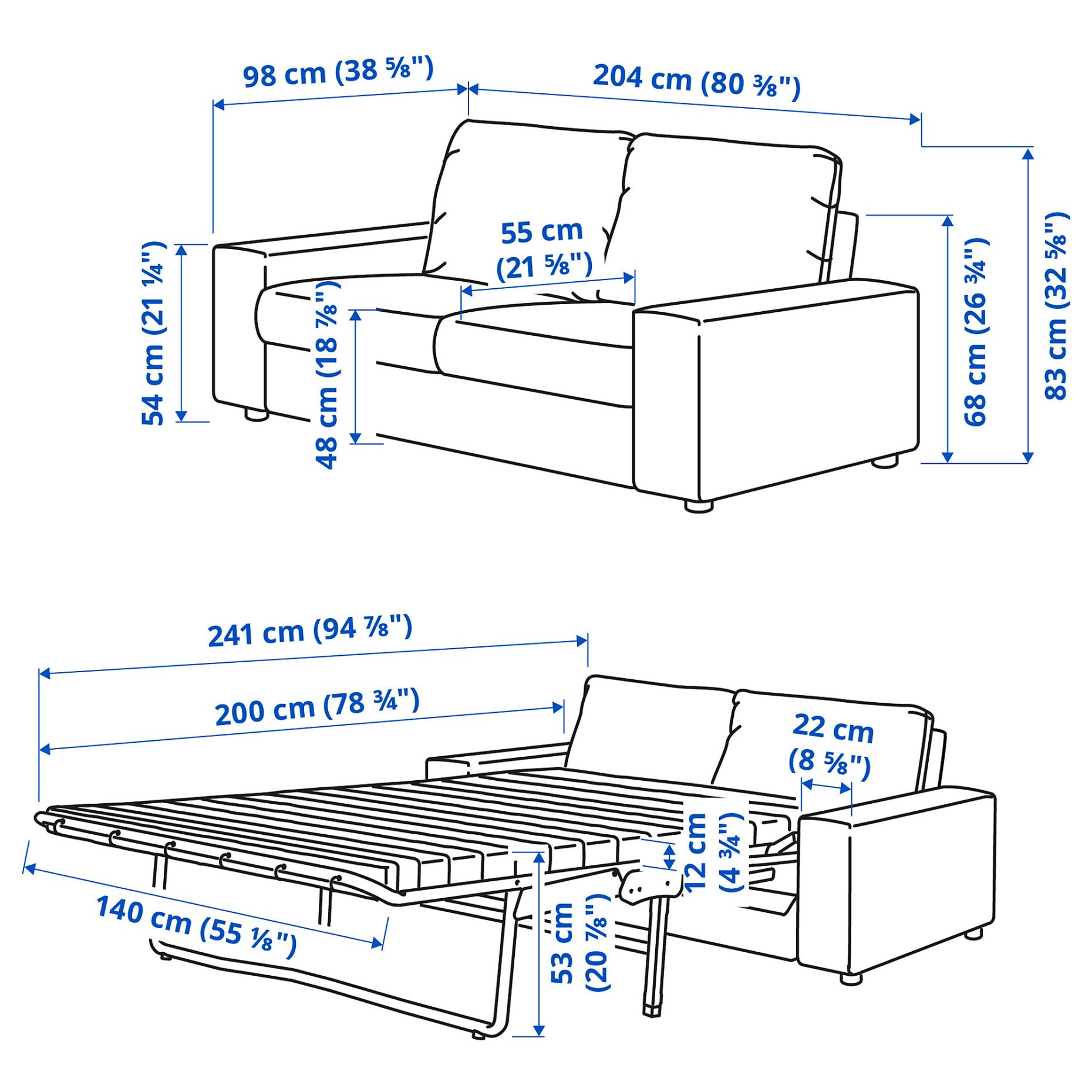 VIMLE, 2-seat sofa-bed with wide armrests, 295.452.51