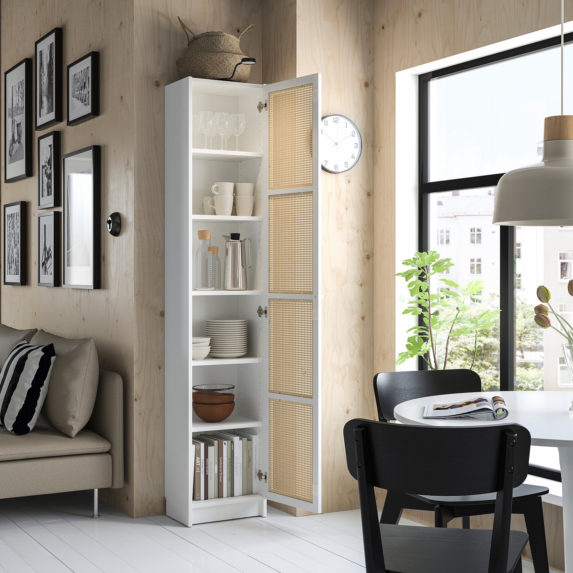 BILLY/HOGADAL, bookcase with door, 40x30x202 cm, 295.624.91