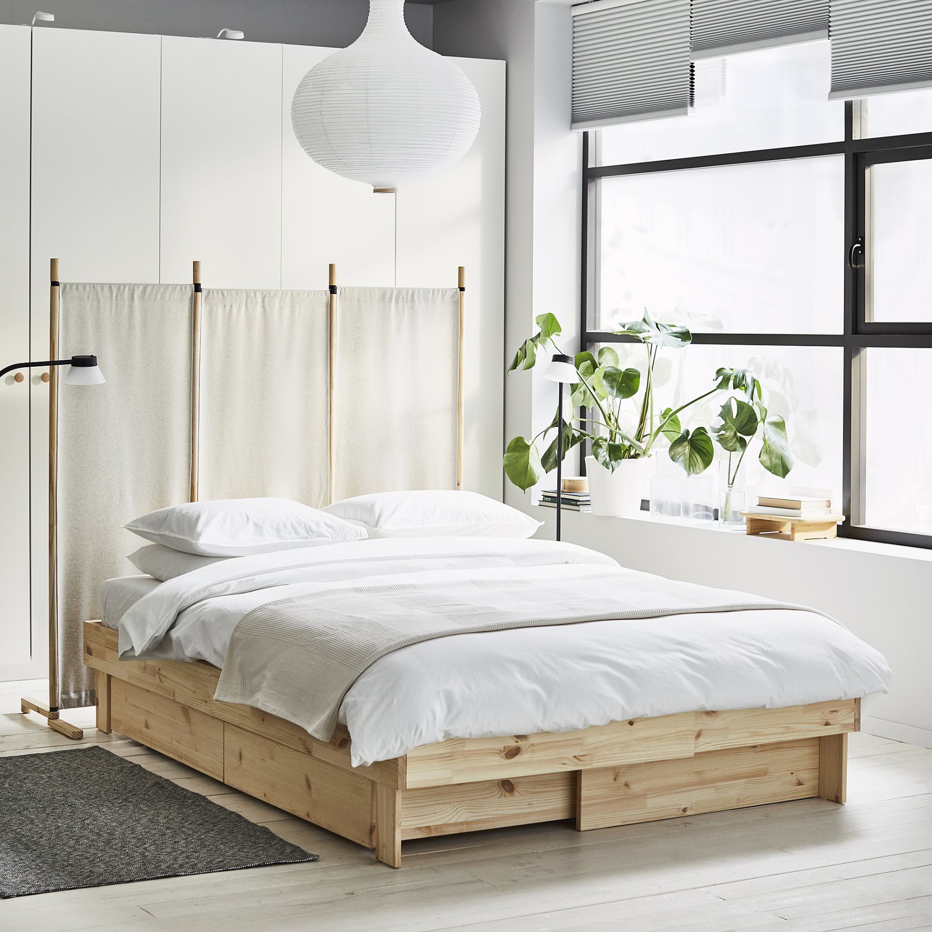 GLAMBERGET, bed frame with storage and mattress, 140x200 cm, 295.684.93